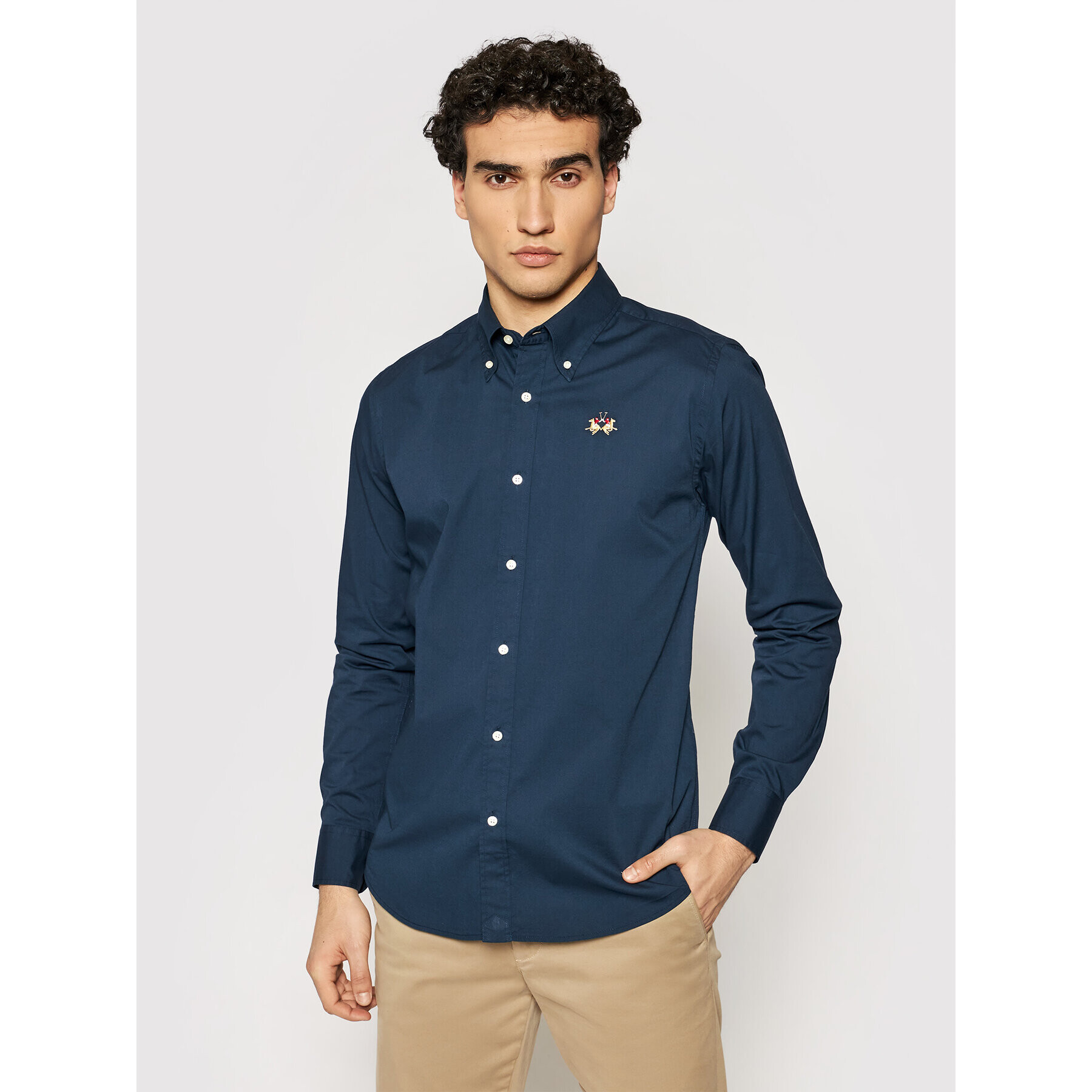 La Martina Риза CCMC02 PP003 Тъмносин Slim Fit - Pepit.bg