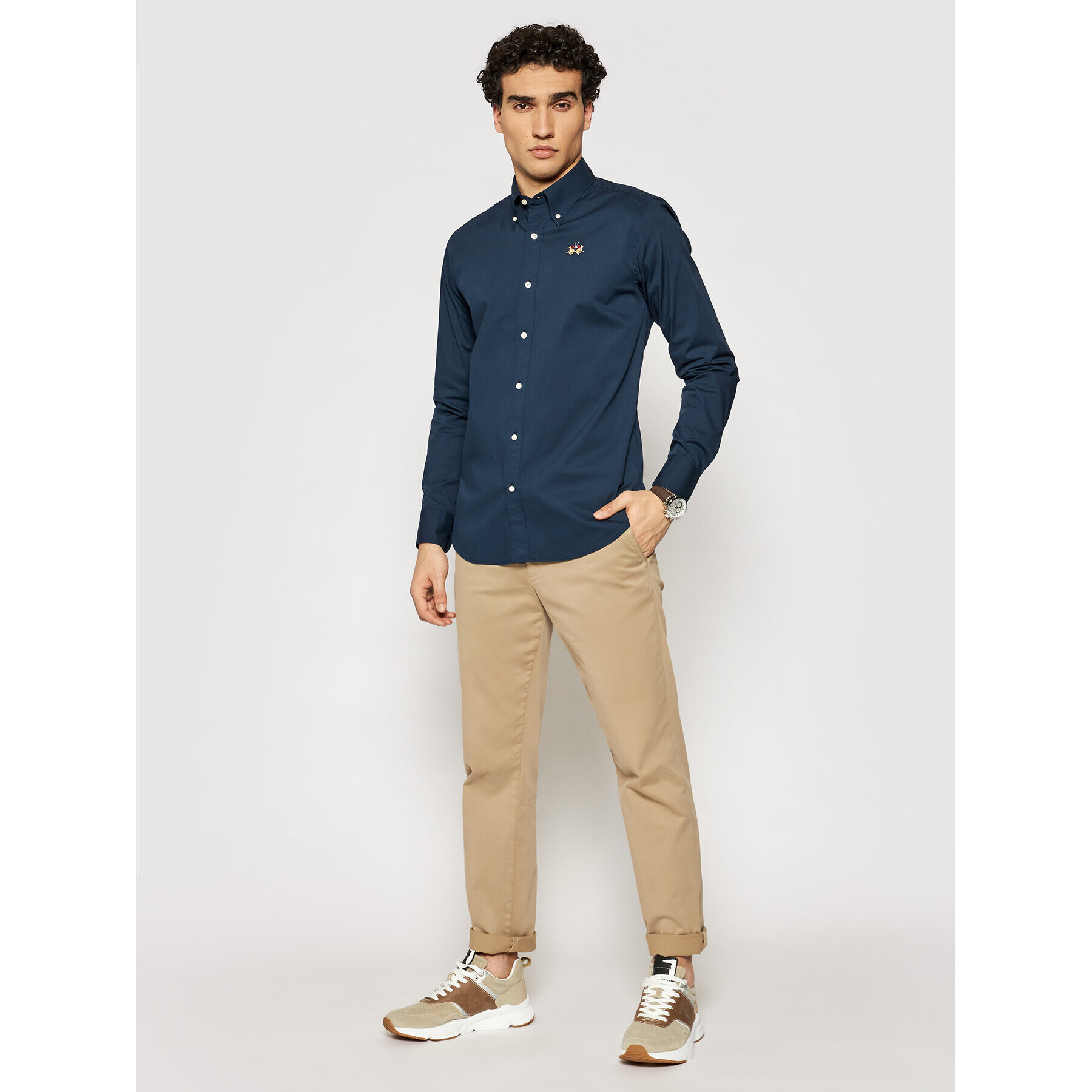 La Martina Риза CCMC02 PP003 Тъмносин Slim Fit - Pepit.bg