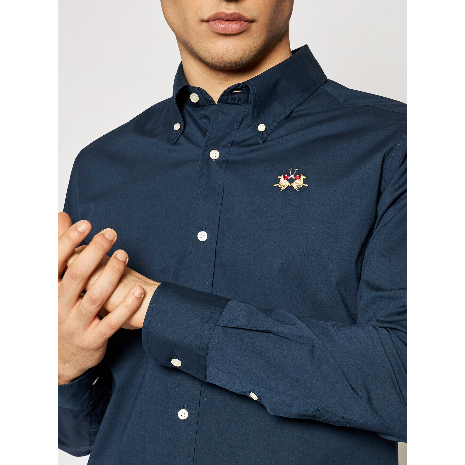 La Martina Риза CCMC02 PP003 Тъмносин Slim Fit - Pepit.bg