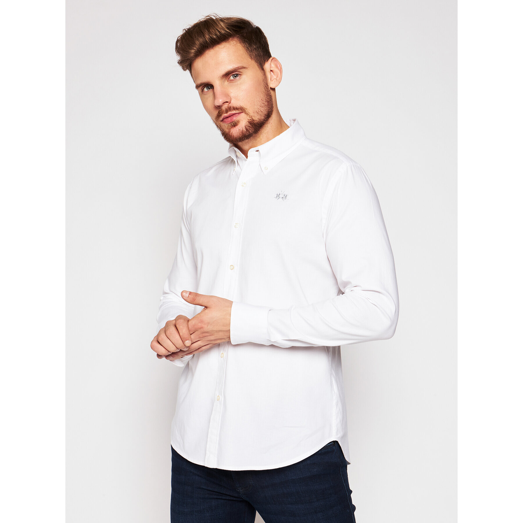 La Martina Риза CCMC03 OX014 Бял Slim Fit - Pepit.bg