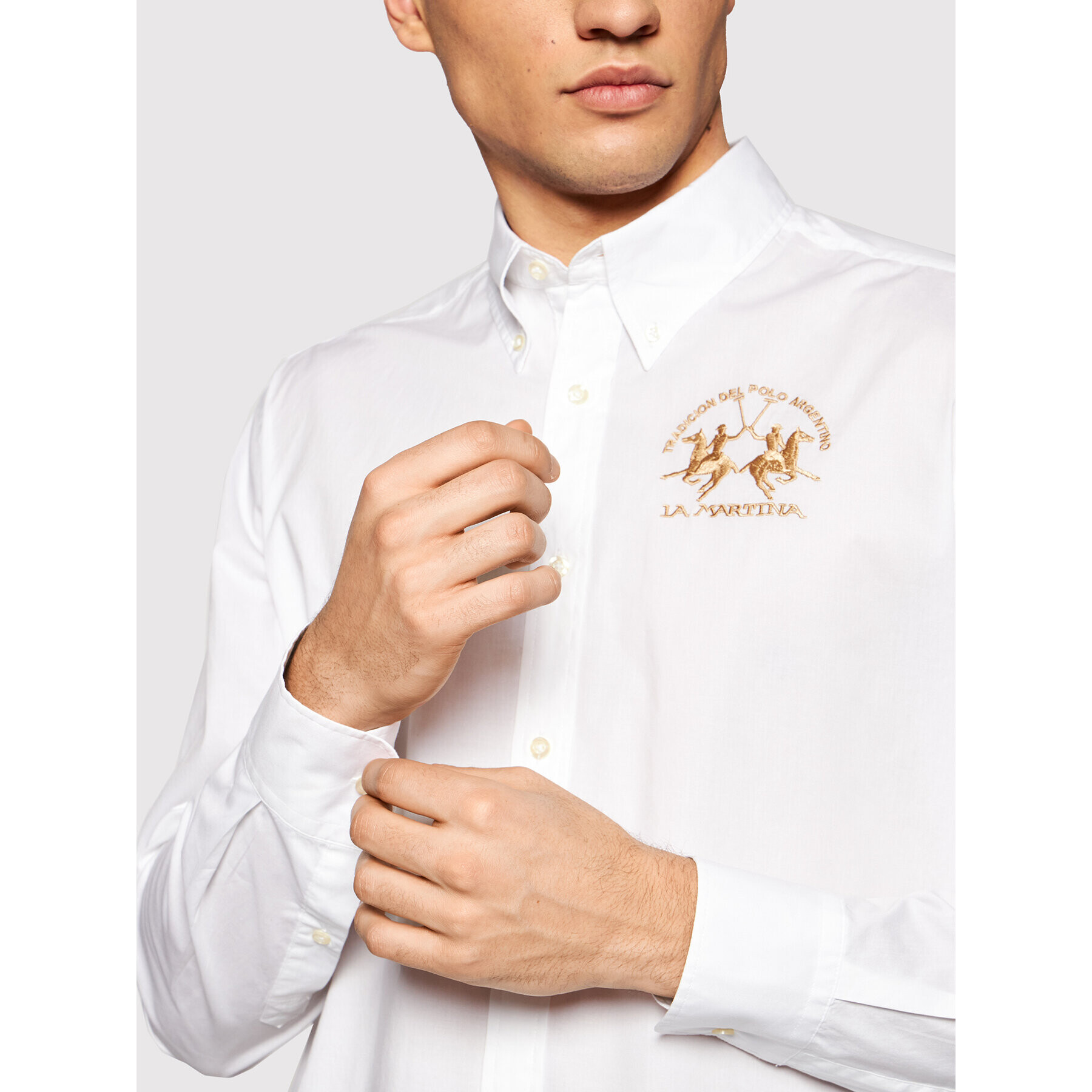 La Martina Риза Poplin CCMC01 PP003 Бял Regular Fit - Pepit.bg