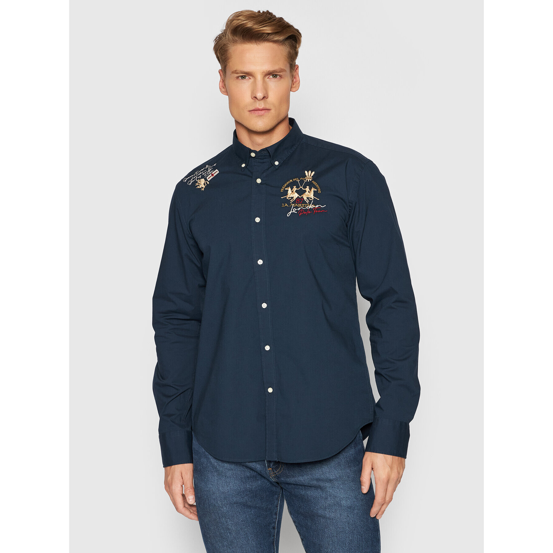 La Martina Риза SMC301 PP483 Тъмносин Regular Fit - Pepit.bg