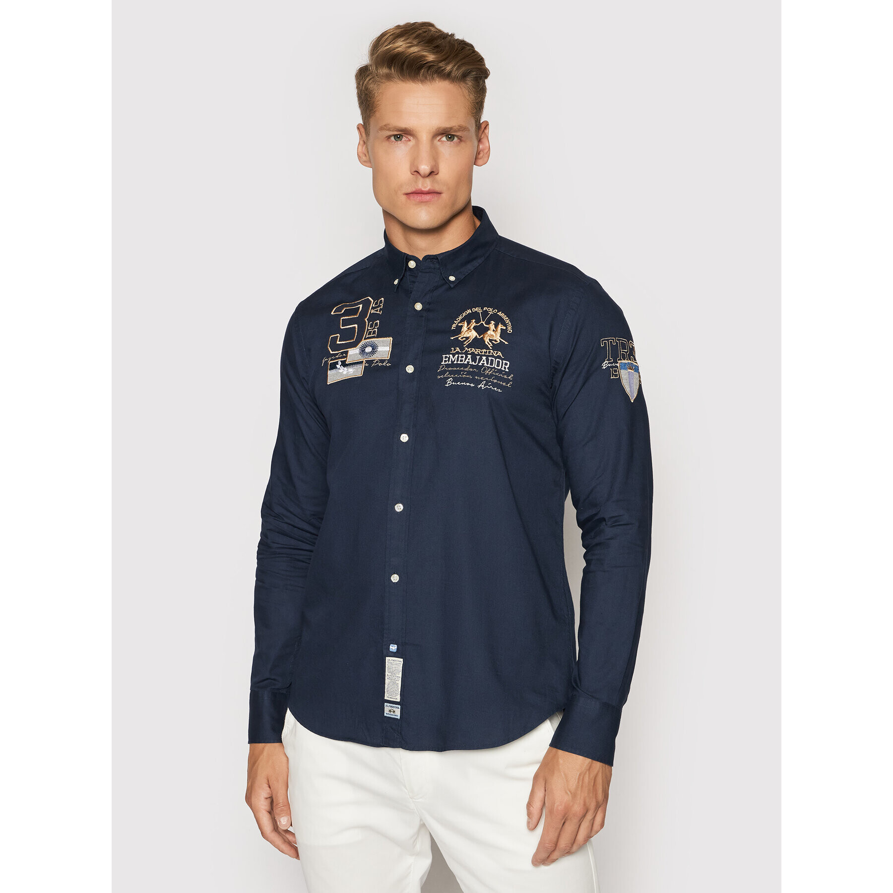 La Martina Риза SMC302 OX077 Тъмносин Regular Fit - Pepit.bg