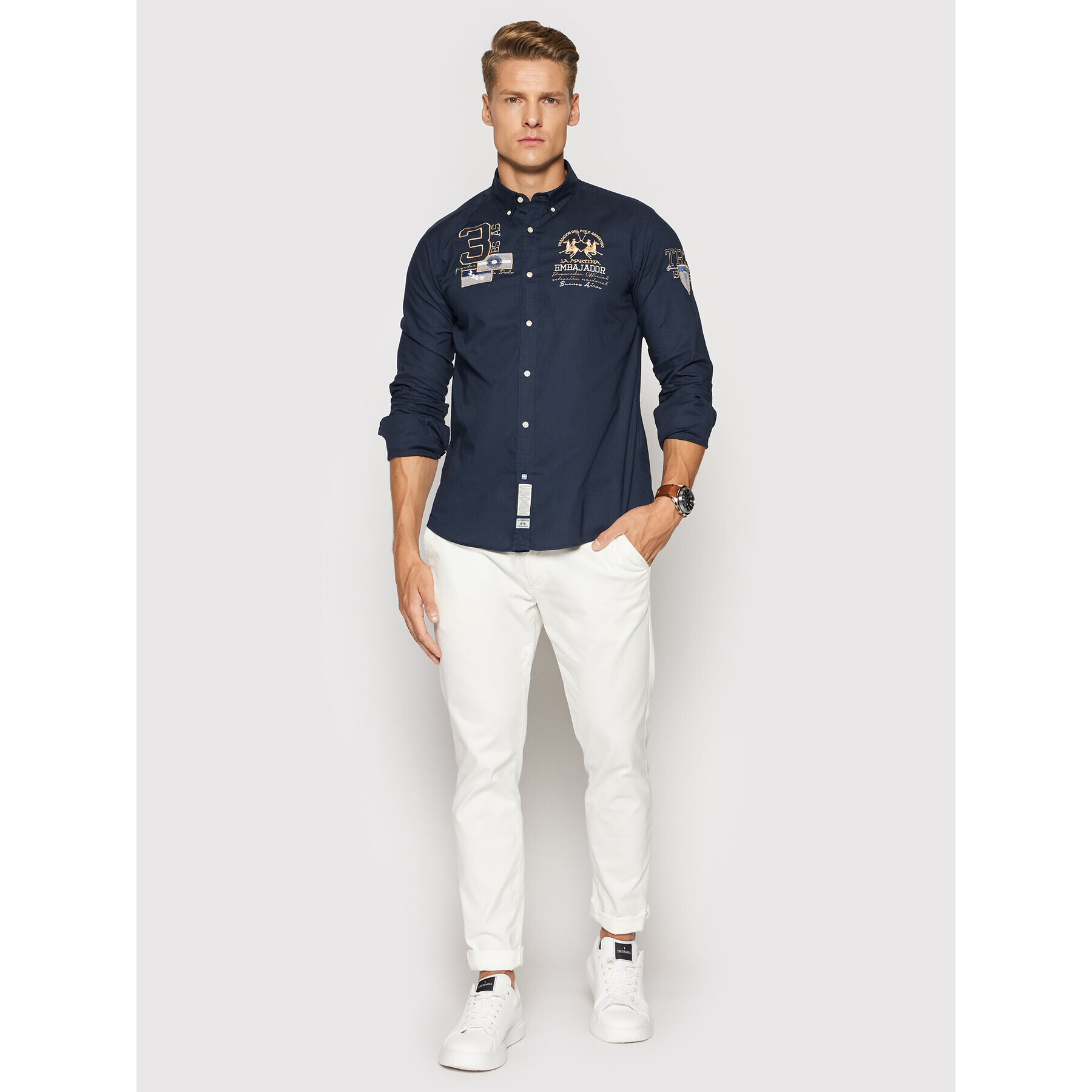 La Martina Риза SMC302 OX077 Тъмносин Regular Fit - Pepit.bg
