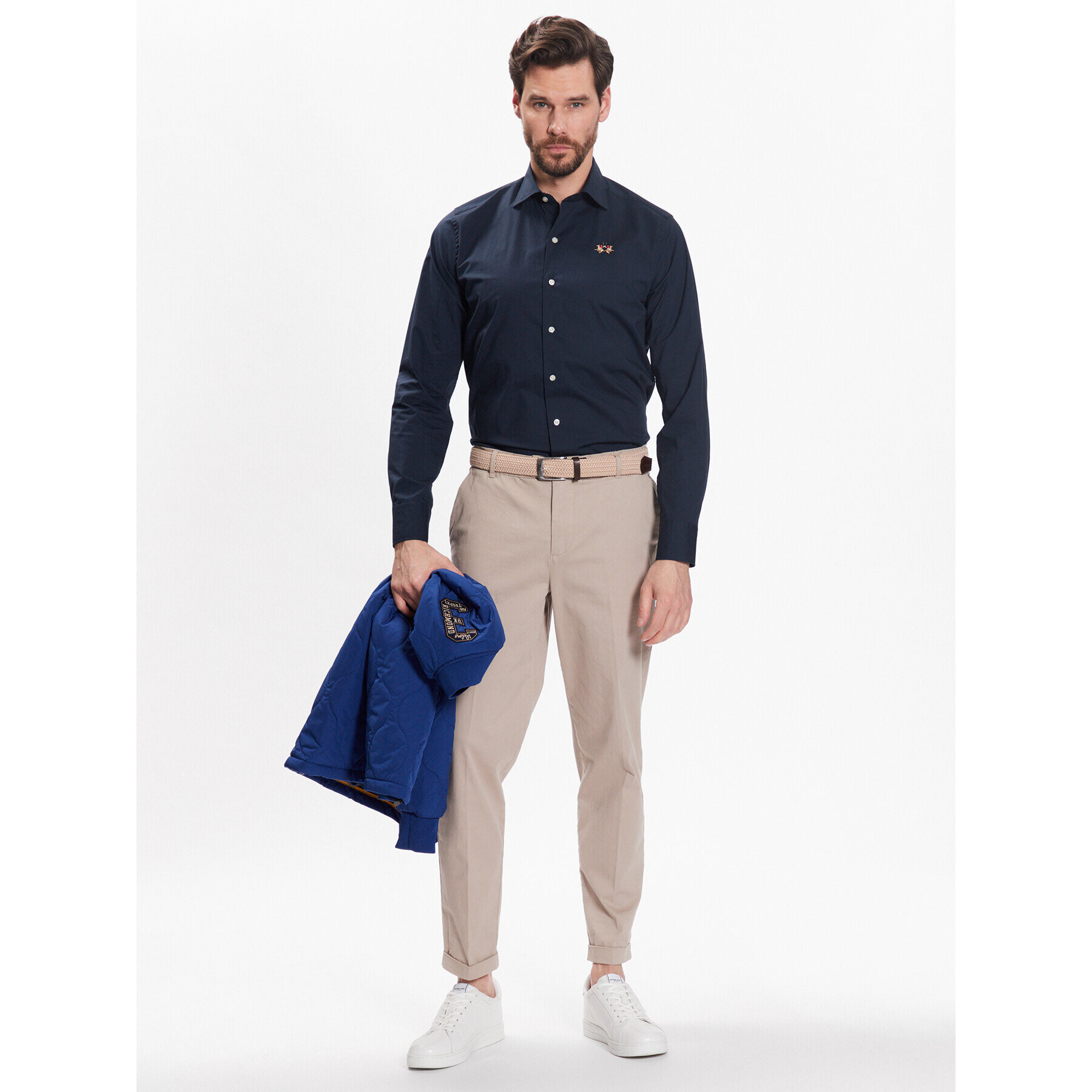 La Martina Риза VMC002 PP483 Тъмносин Slim Fit - Pepit.bg