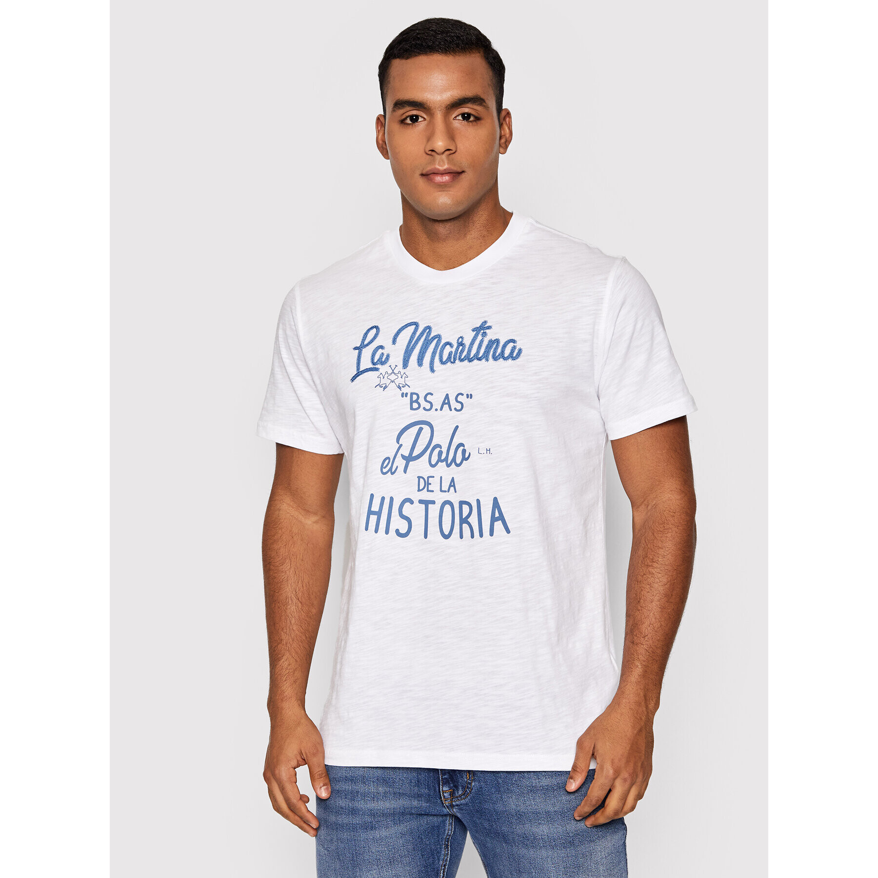 La Martina Тишърт TMR301 JS259 Бял Regular Fit - Pepit.bg