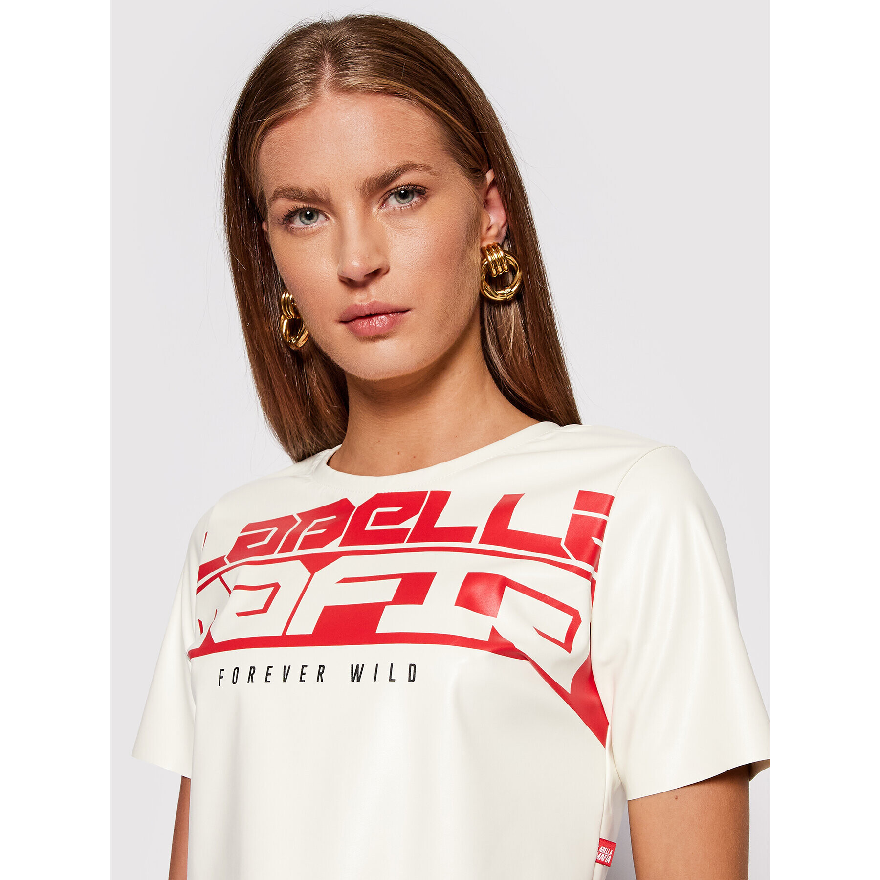LaBellaMafia Блуза 21767 Бял Cropped Fit - Pepit.bg