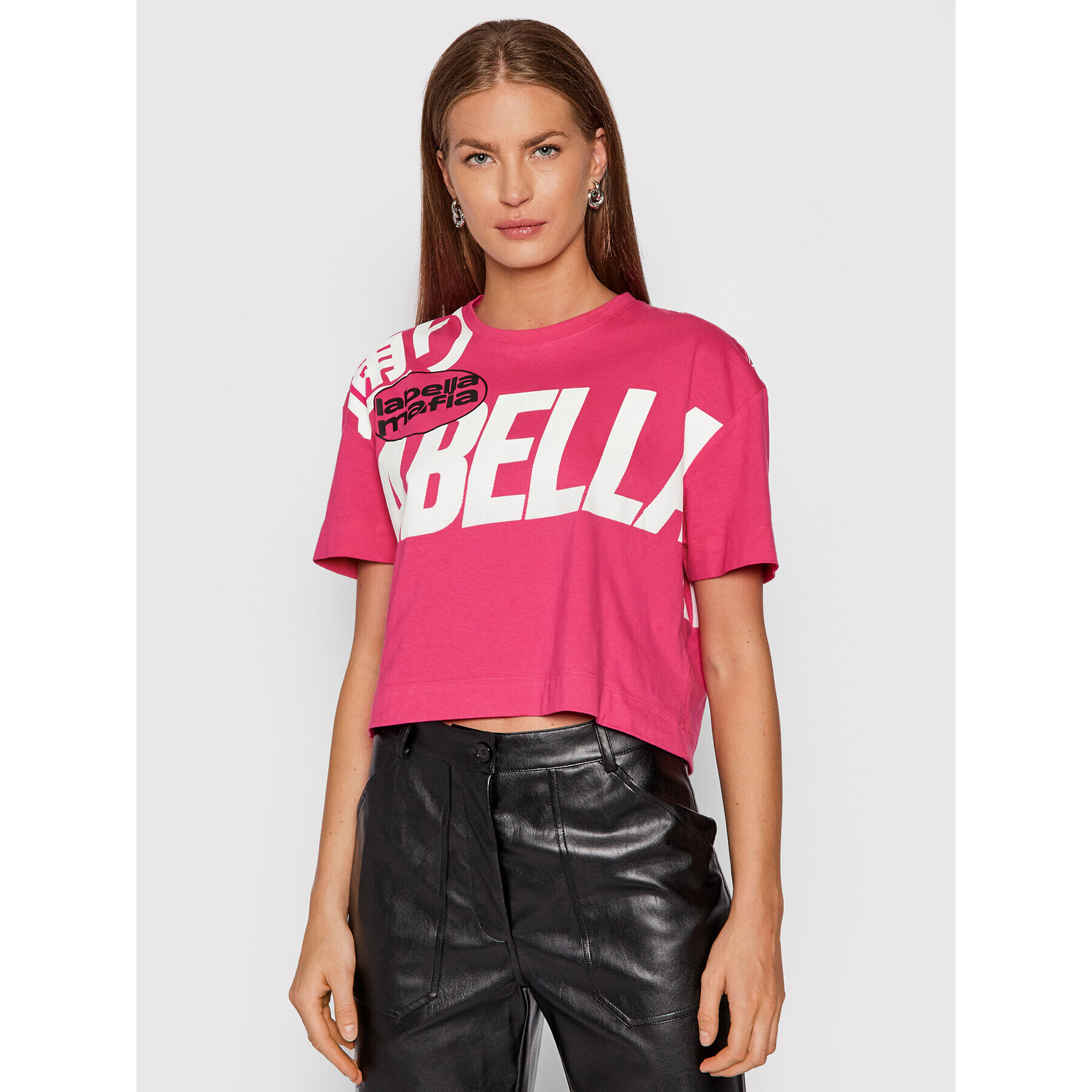 LaBellaMafia Тишърт 21778 Розов Cropped Fit - Pepit.bg