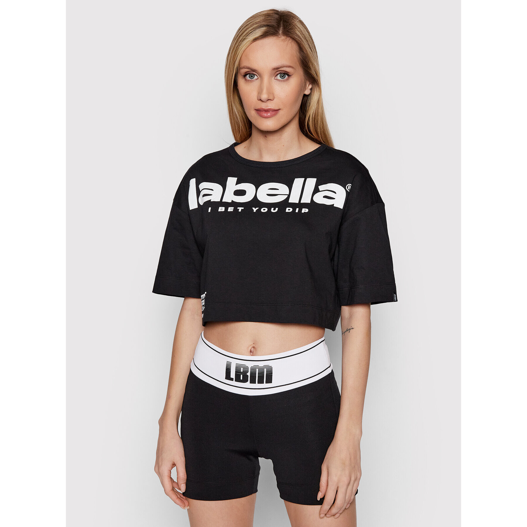 LaBellaMafia Тишърт 23664 Черен Relaxed Fit - Pepit.bg