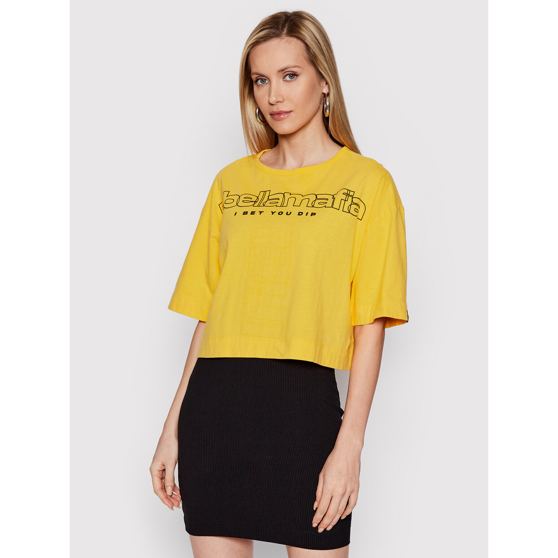 LaBellaMafia Тишърт 23665 Жълт Relaxed Fit - Pepit.bg