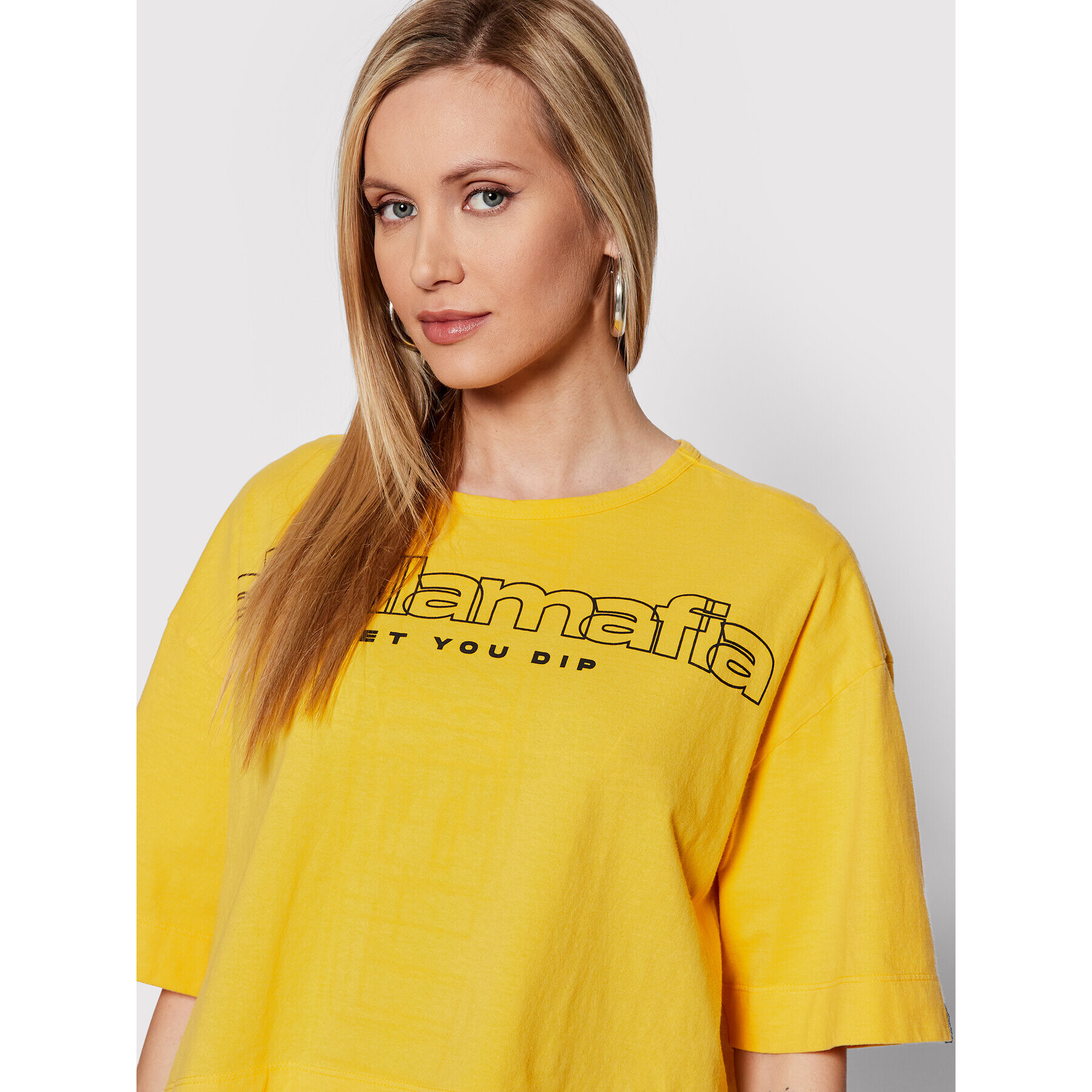 LaBellaMafia Тишърт 23665 Жълт Relaxed Fit - Pepit.bg