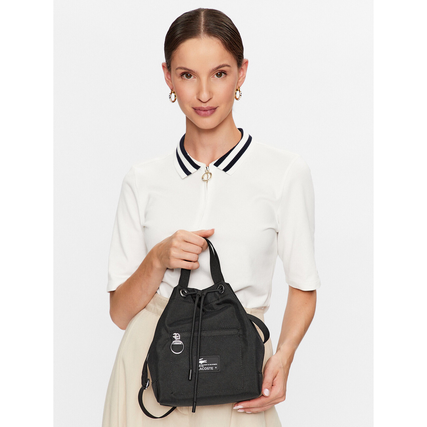 Lacoste Дамска чанта Bucket Bag NF4196WE Черен - Pepit.bg