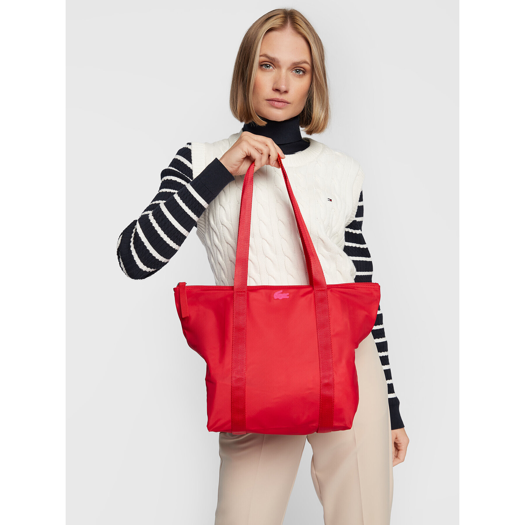 Lacoste Дамска чанта M Shopping Bag NF3619YA Червен - Pepit.bg