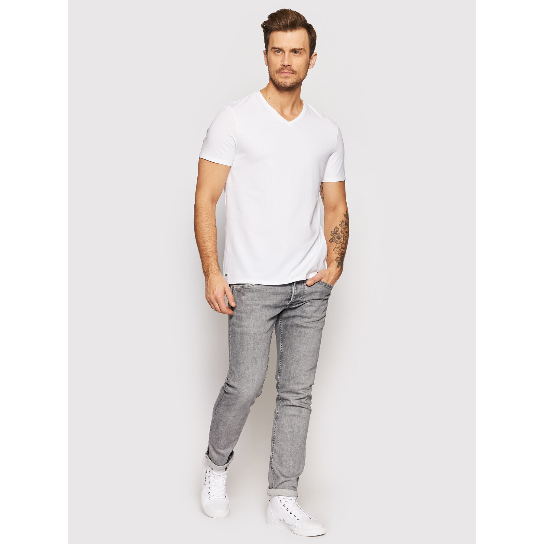 Lacoste Комплект 2 тишъртки TH3457 Бял Regular Fit - Pepit.bg