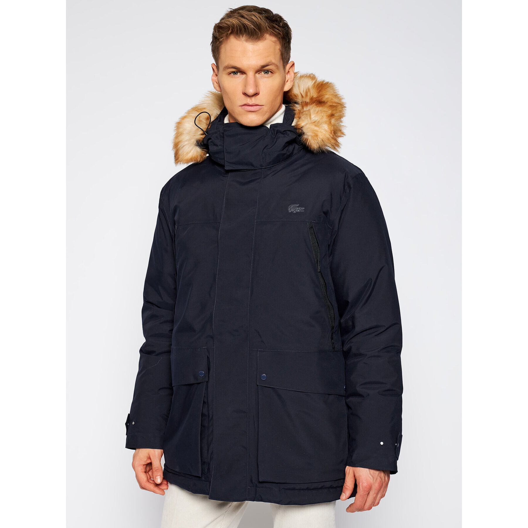 Lacoste Пухено яке BH1946 Тъмносин Regular Fit - Pepit.bg