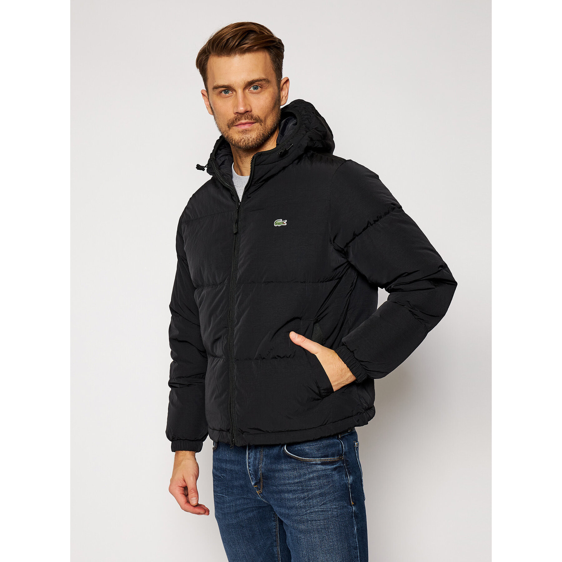 Lacoste Пухено яке BH1966 Черен Regular Fit - Pepit.bg