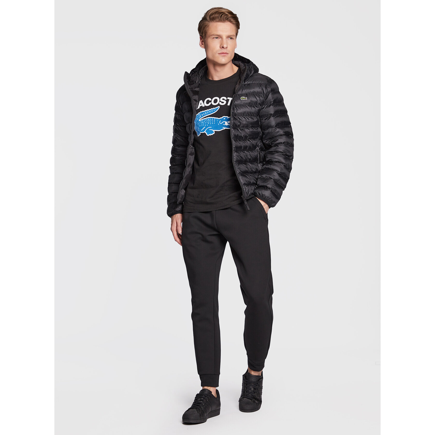 Lacoste Пухено яке BH0539 Черен Regular Fit - Pepit.bg