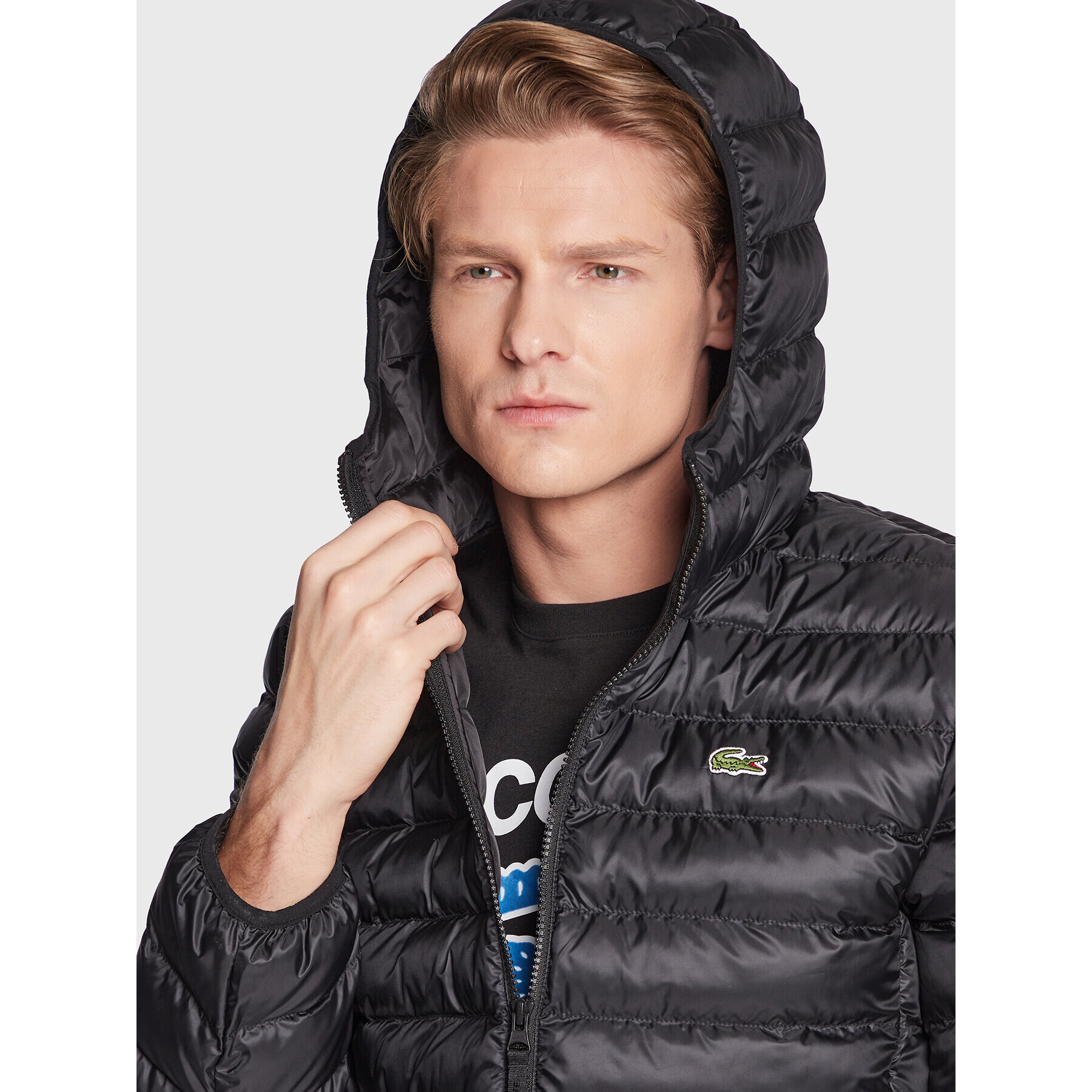 Lacoste Пухено яке BH0539 Черен Regular Fit - Pepit.bg
