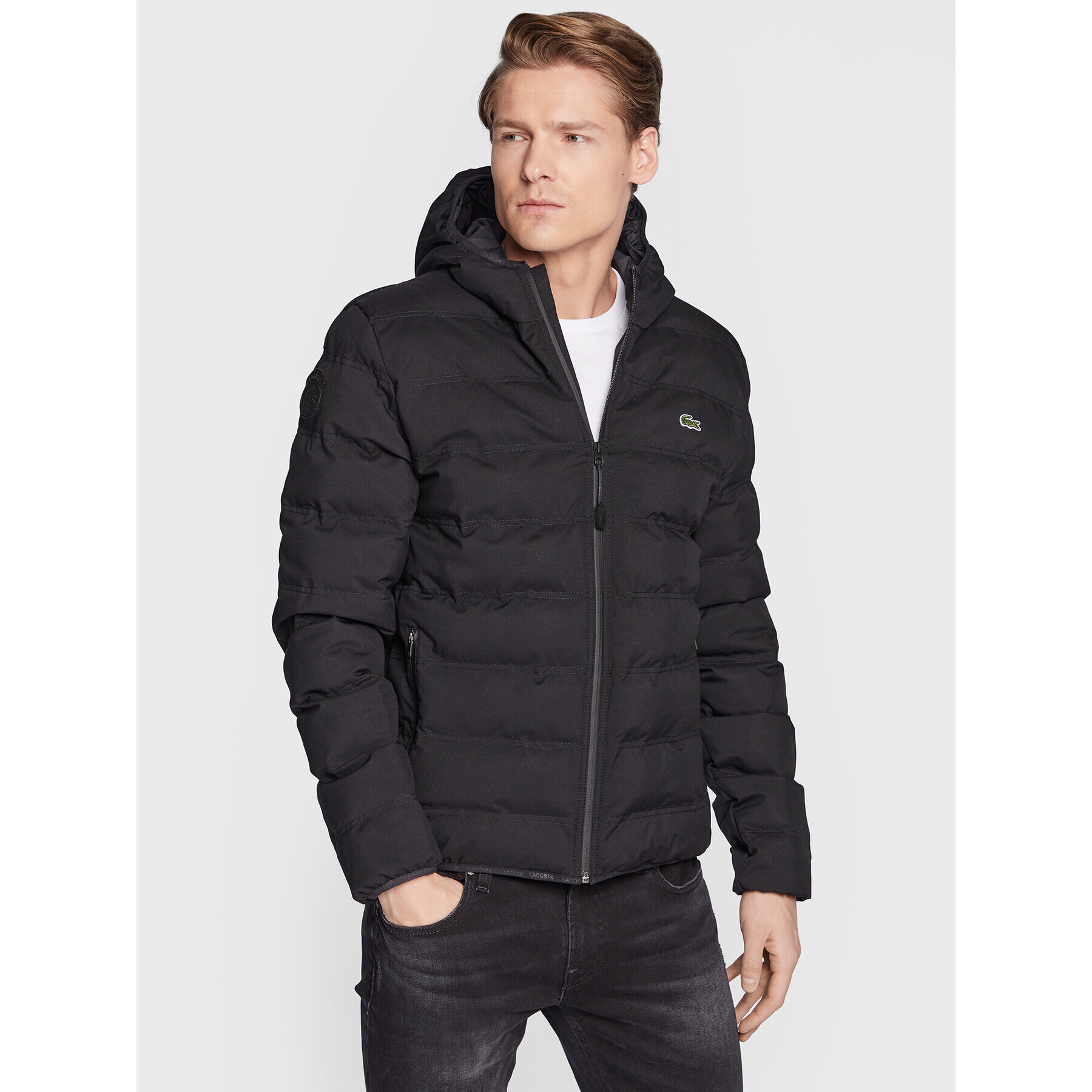 Lacoste Пухено яке BH2277 Черен Regular Fit - Pepit.bg