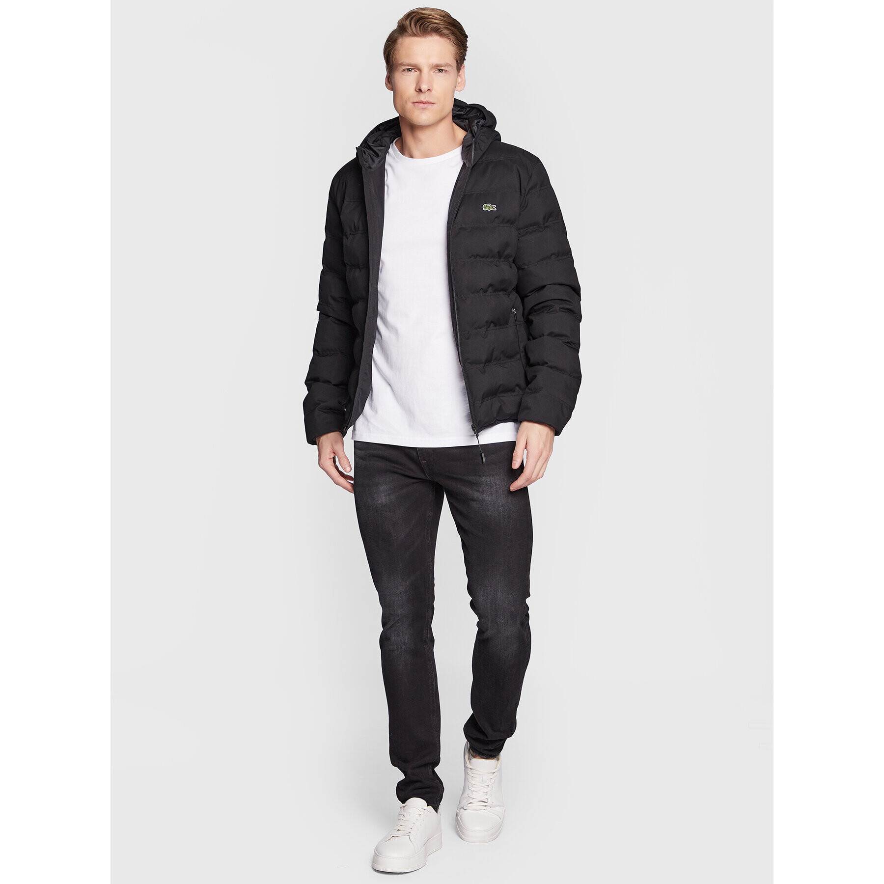 Lacoste Пухено яке BH2277 Черен Regular Fit - Pepit.bg