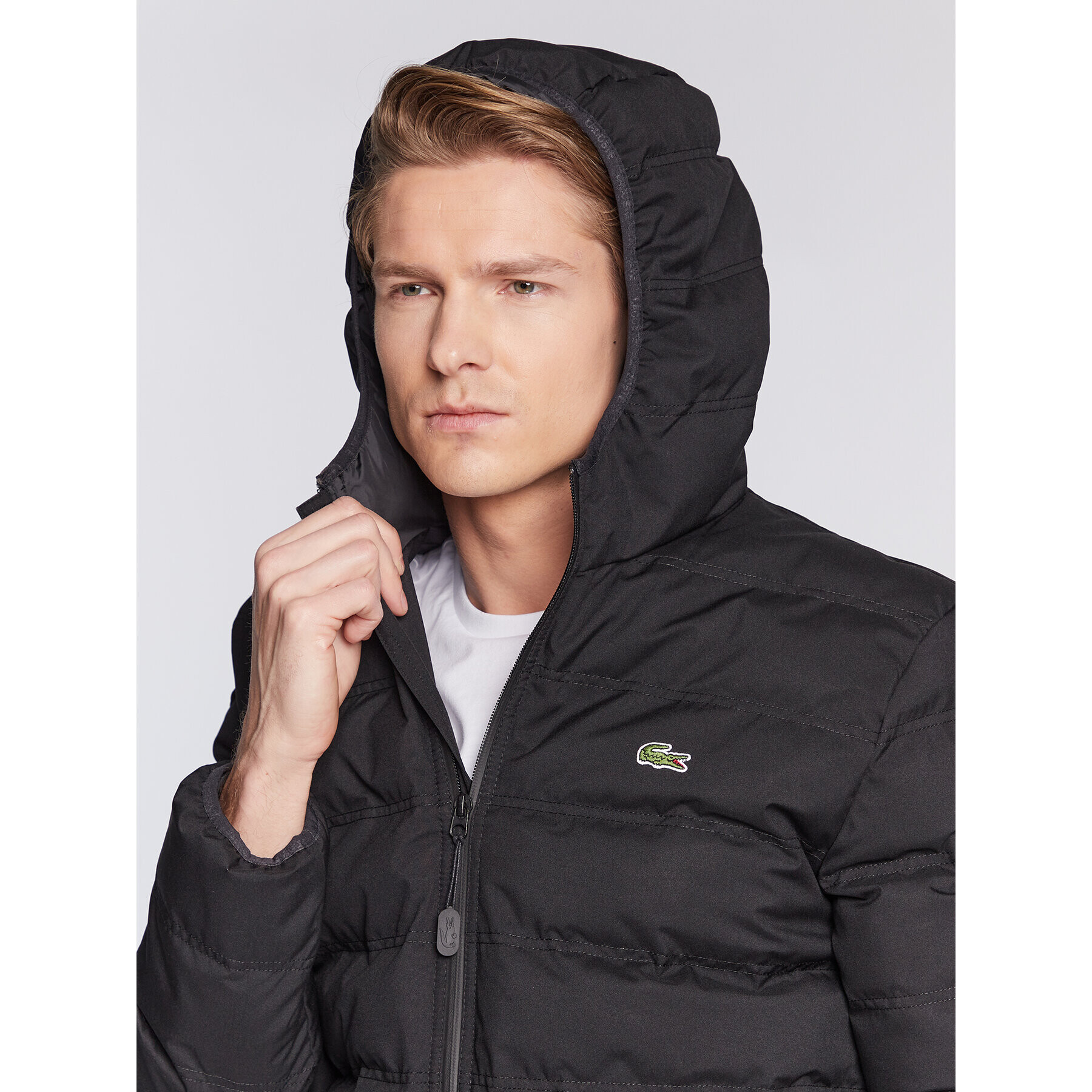 Lacoste Пухено яке BH2277 Черен Regular Fit - Pepit.bg