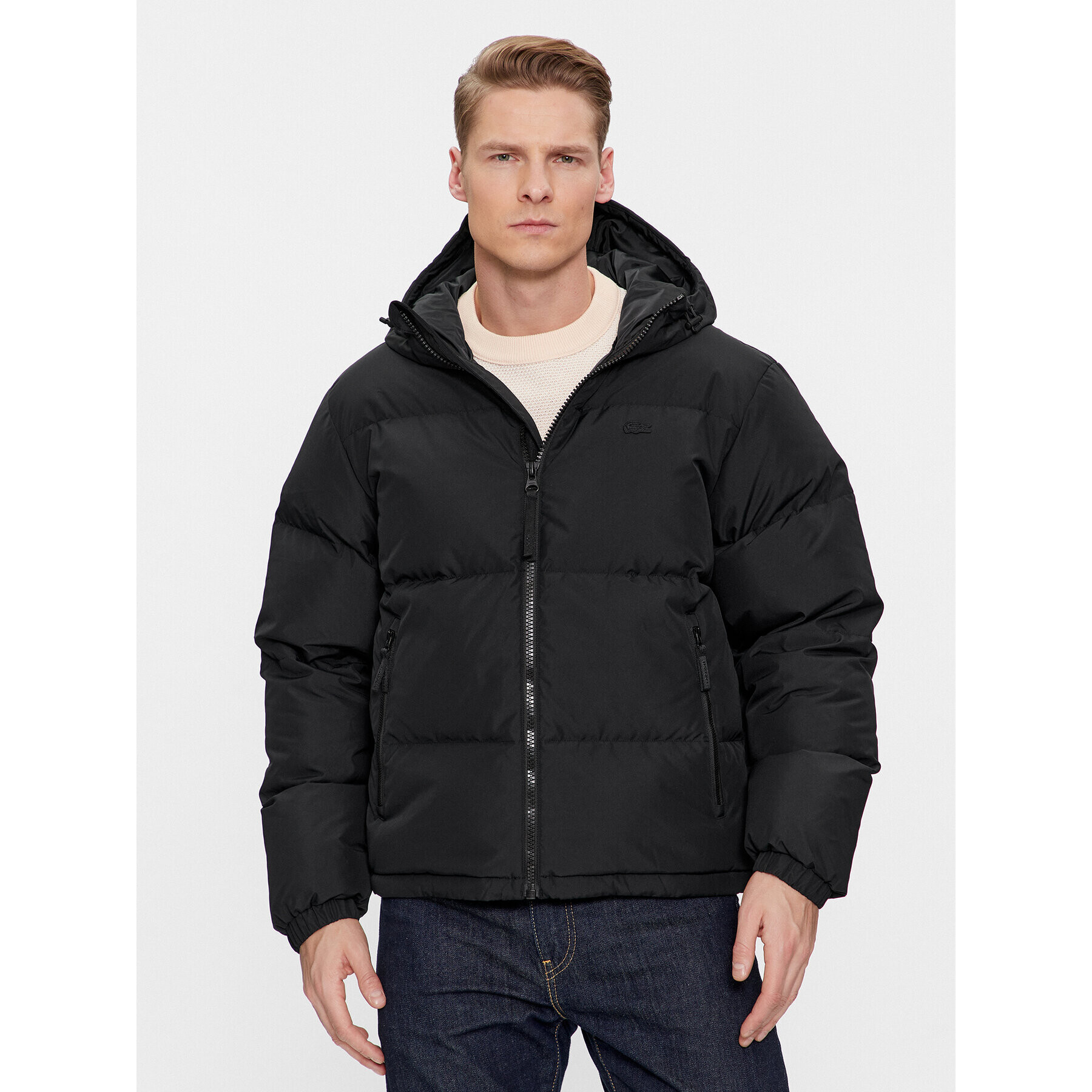 Lacoste Пухено яке BH3522 Черен Regular Fit - Pepit.bg