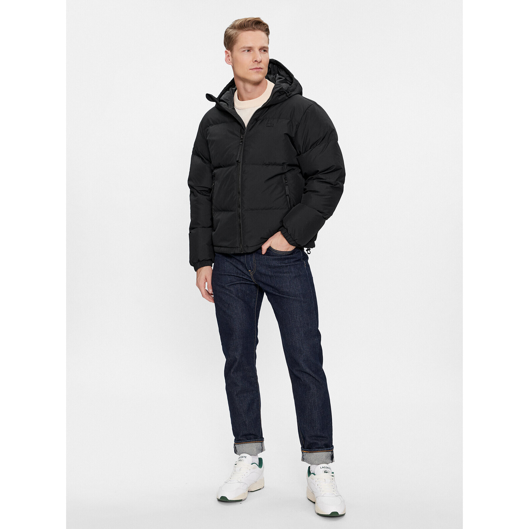 Lacoste Пухено яке BH3522 Черен Regular Fit - Pepit.bg