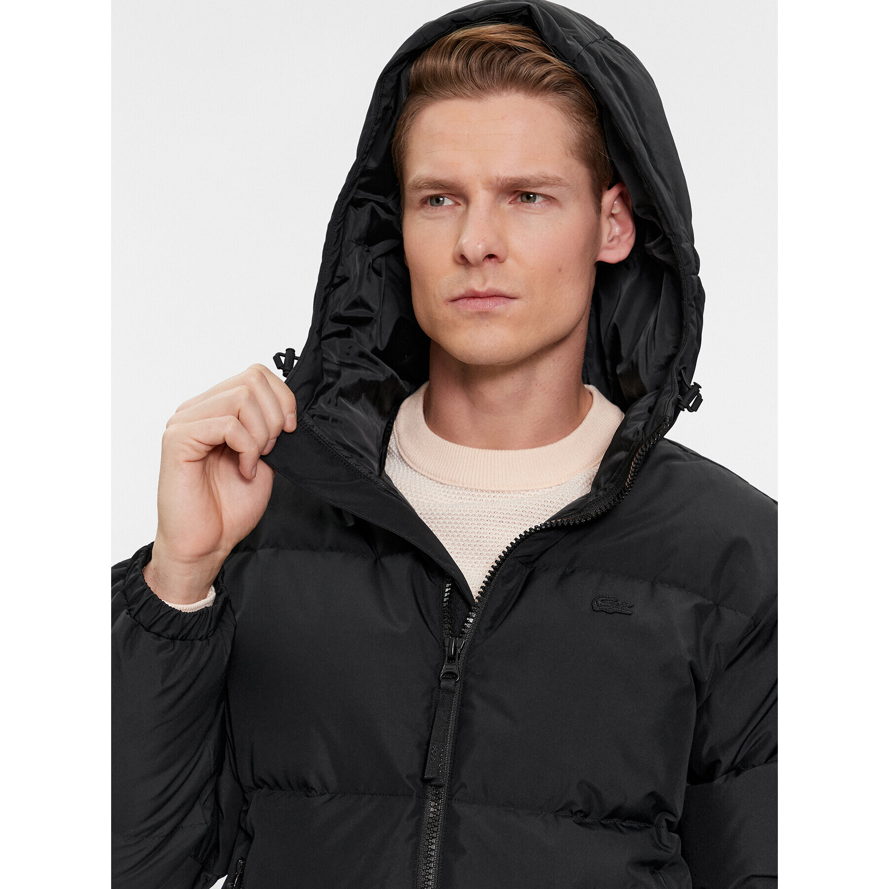 Lacoste Пухено яке BH3522 Черен Regular Fit - Pepit.bg