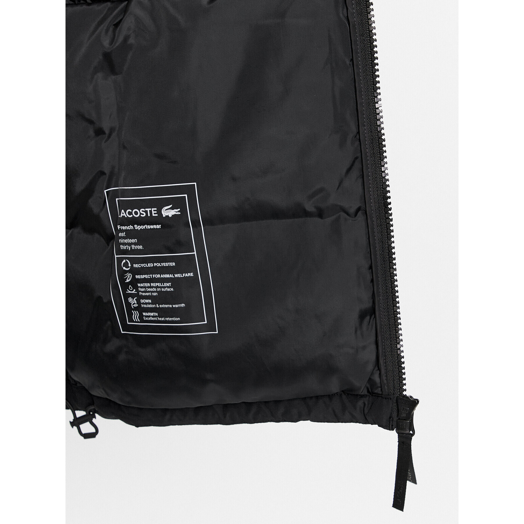 Lacoste Пухено яке BH3522 Черен Regular Fit - Pepit.bg