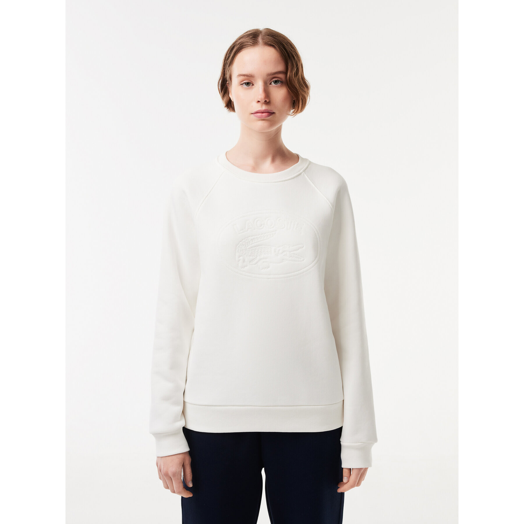 Lacoste Суитшърт SF0852 Екрю Relaxed Fit - Pepit.bg