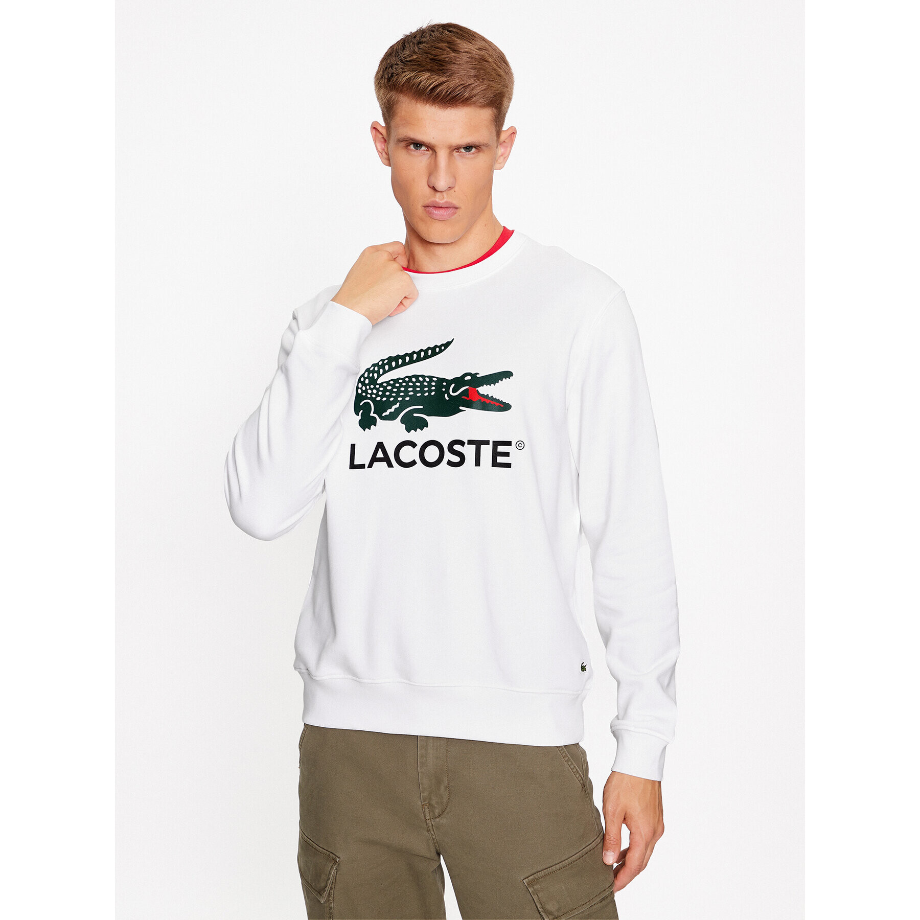Lacoste Суитшърт SH1281 Бял Regular Fit - Pepit.bg