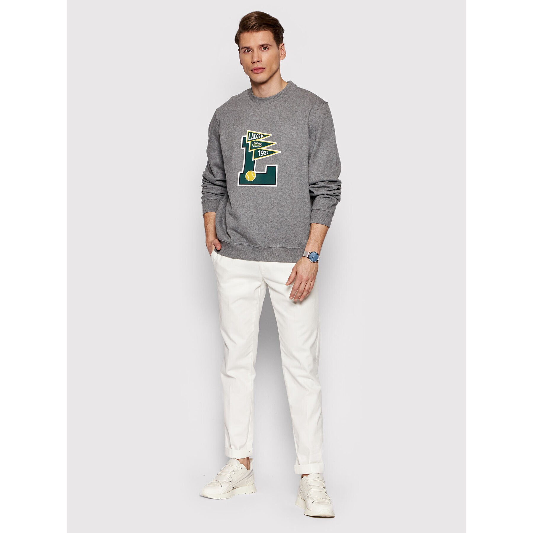 Lacoste Суитшърт SH7419 Сив Classic Fit - Pepit.bg