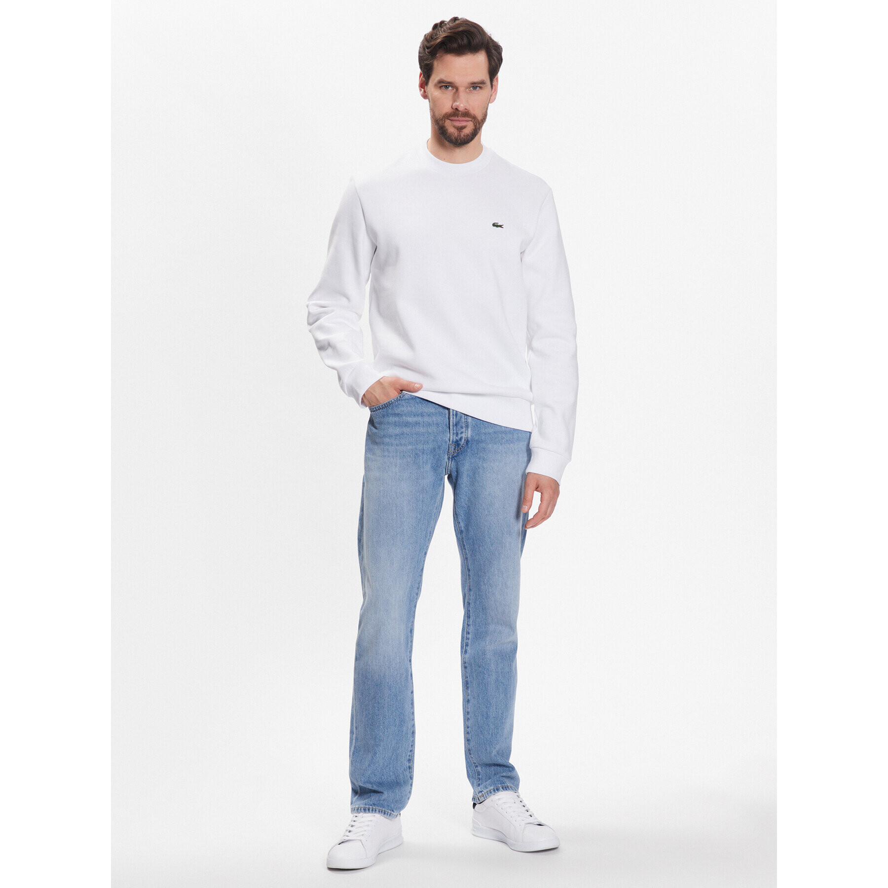 Lacoste Суитшърт SH9608 Бял Regular Fit - Pepit.bg