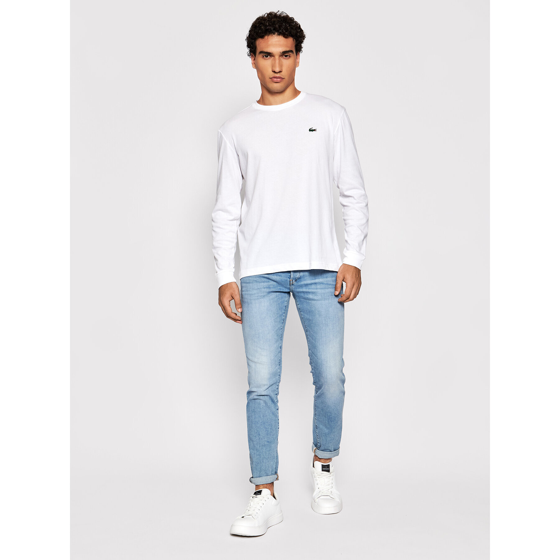 Lacoste Тениска с дълъг ръкав TH0123 Бял Classic Fit - Pepit.bg