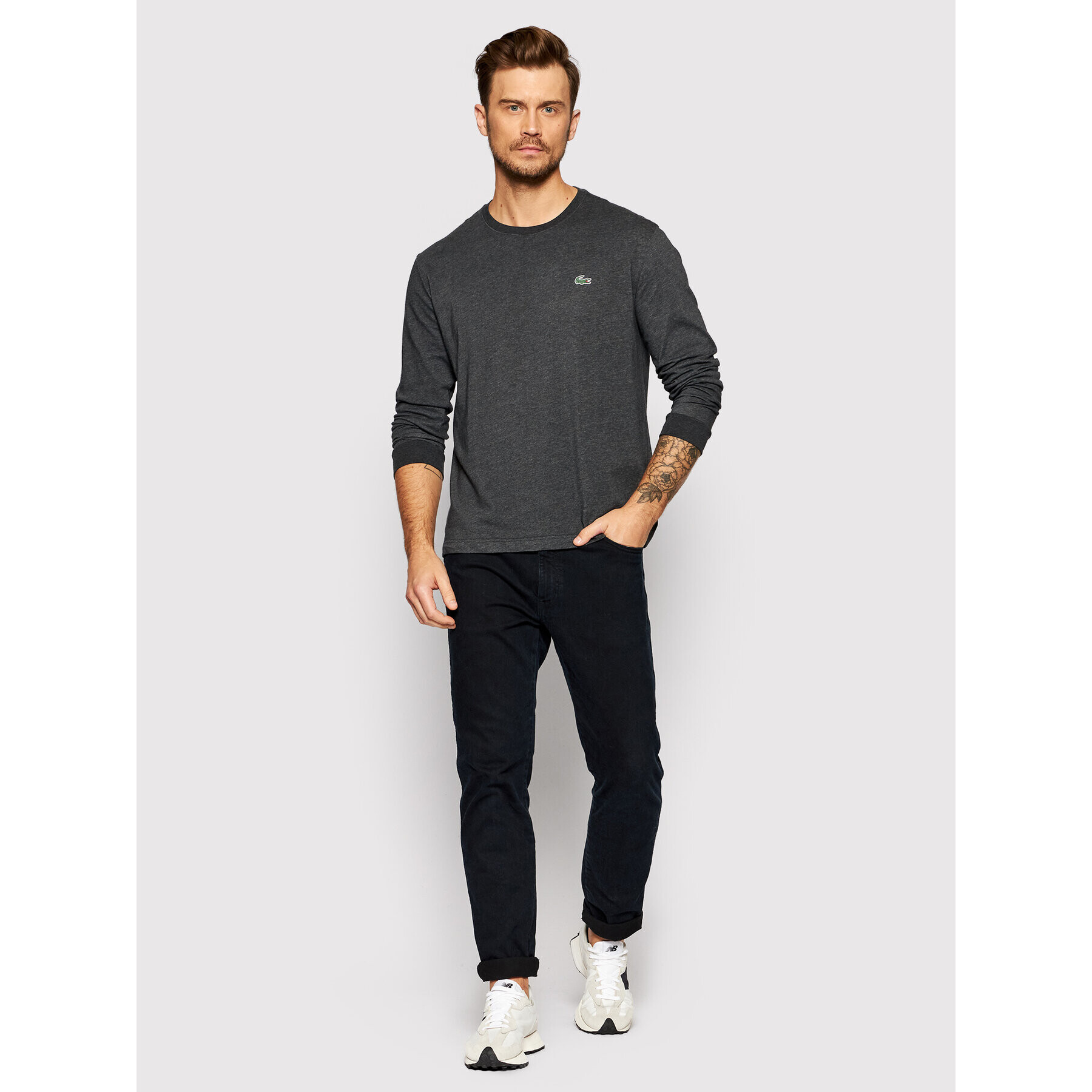 Lacoste Тениска с дълъг ръкав TH0123 Сив Classic Fit - Pepit.bg