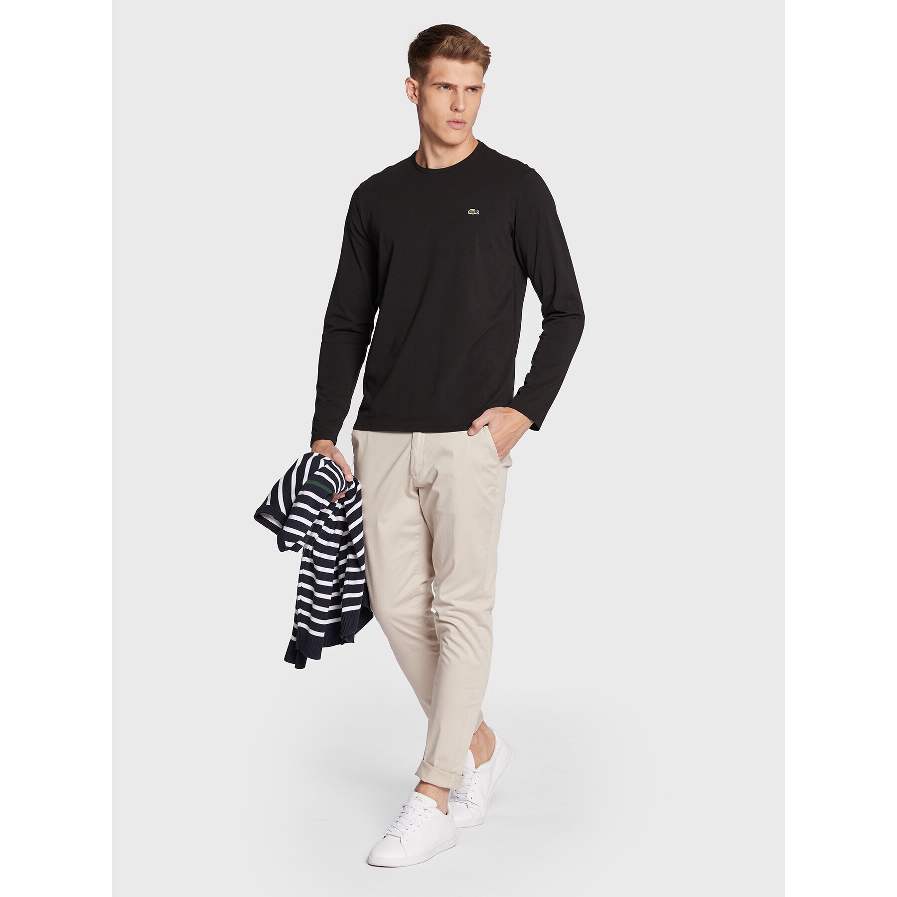 Lacoste Тениска с дълъг ръкав TH0990 Черен Regular Fit - Pepit.bg