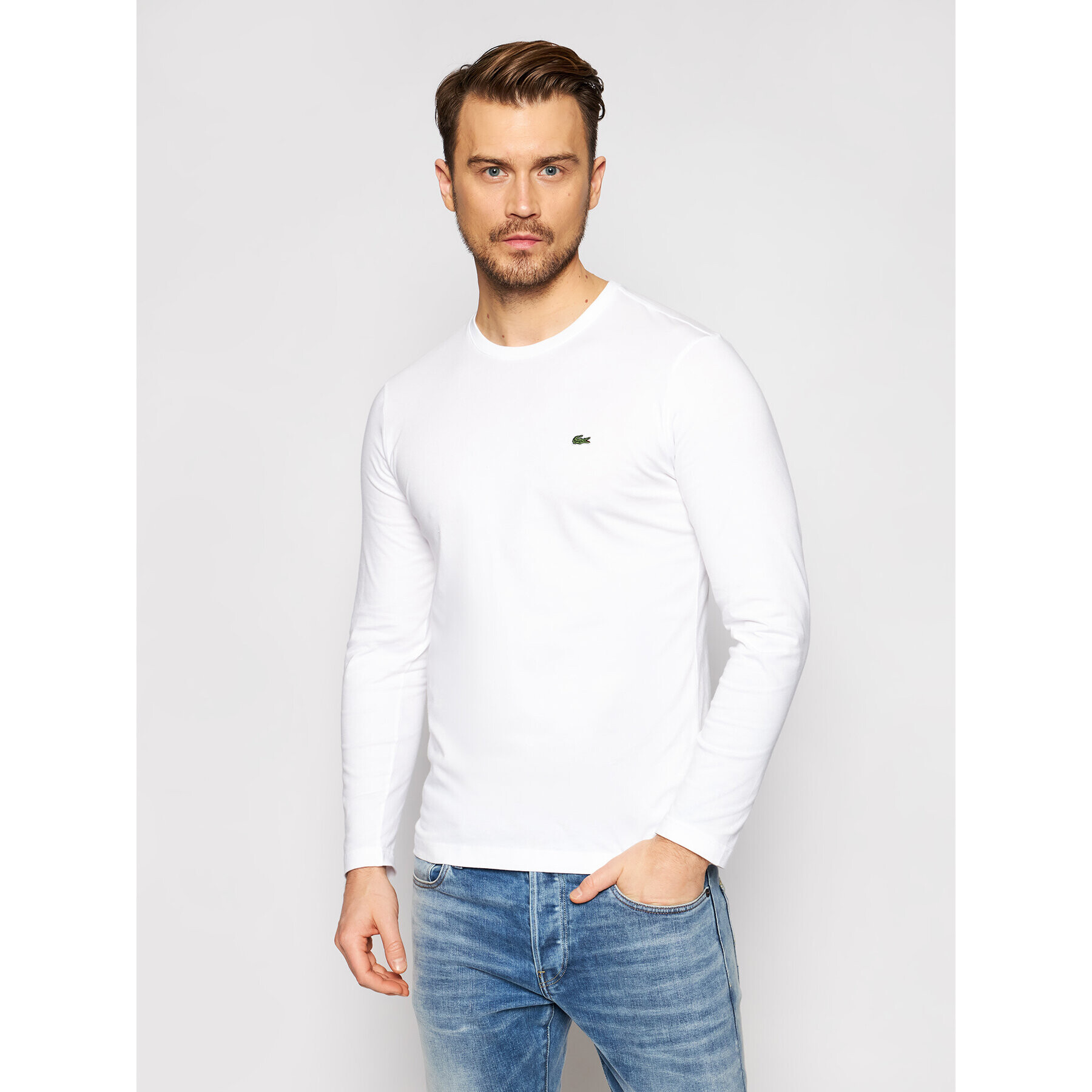 Lacoste Тениска с дълъг ръкав TH2040 Бял Regular Fit - Pepit.bg