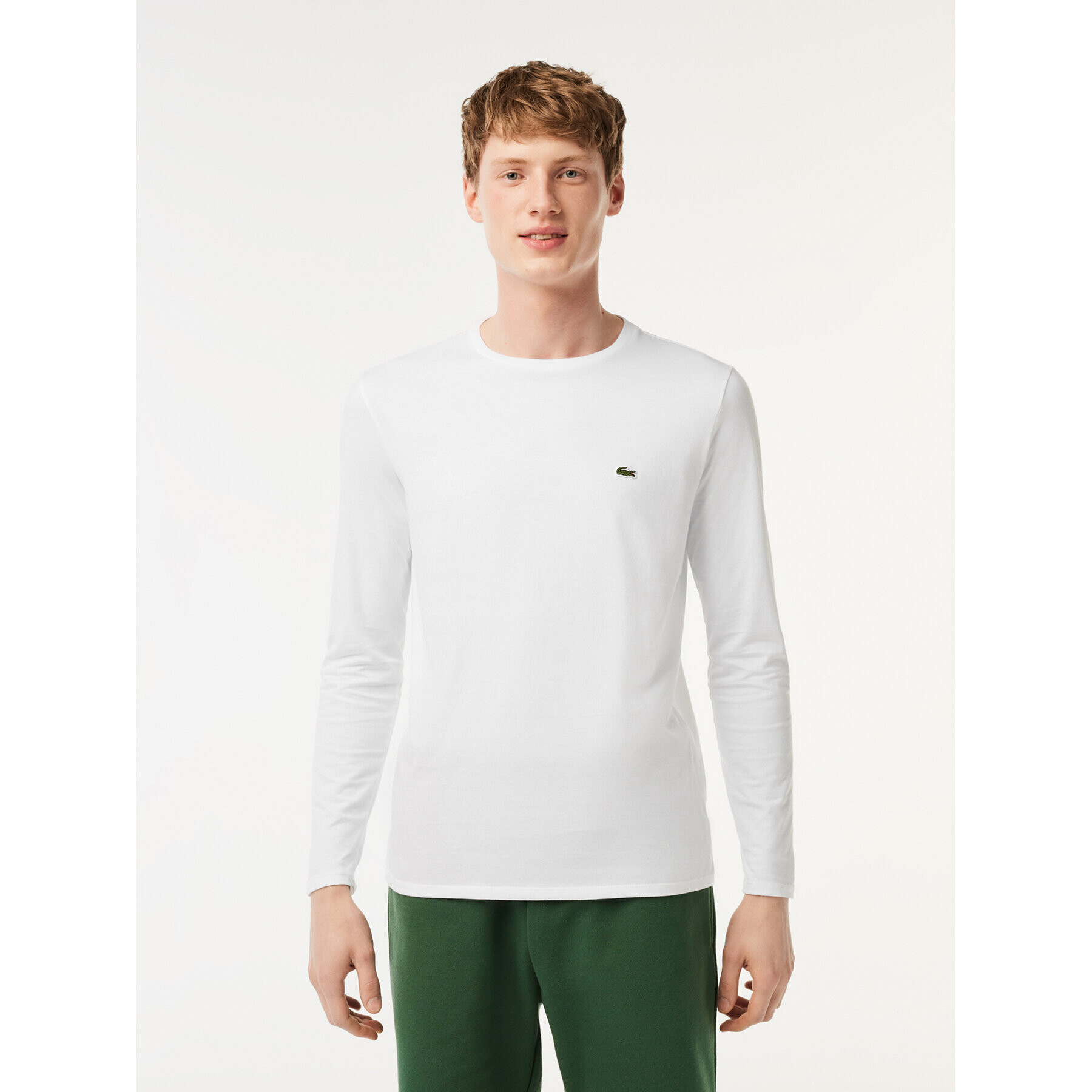 Lacoste Тениска с дълъг ръкав TH6712 Бял Regular Fit - Pepit.bg