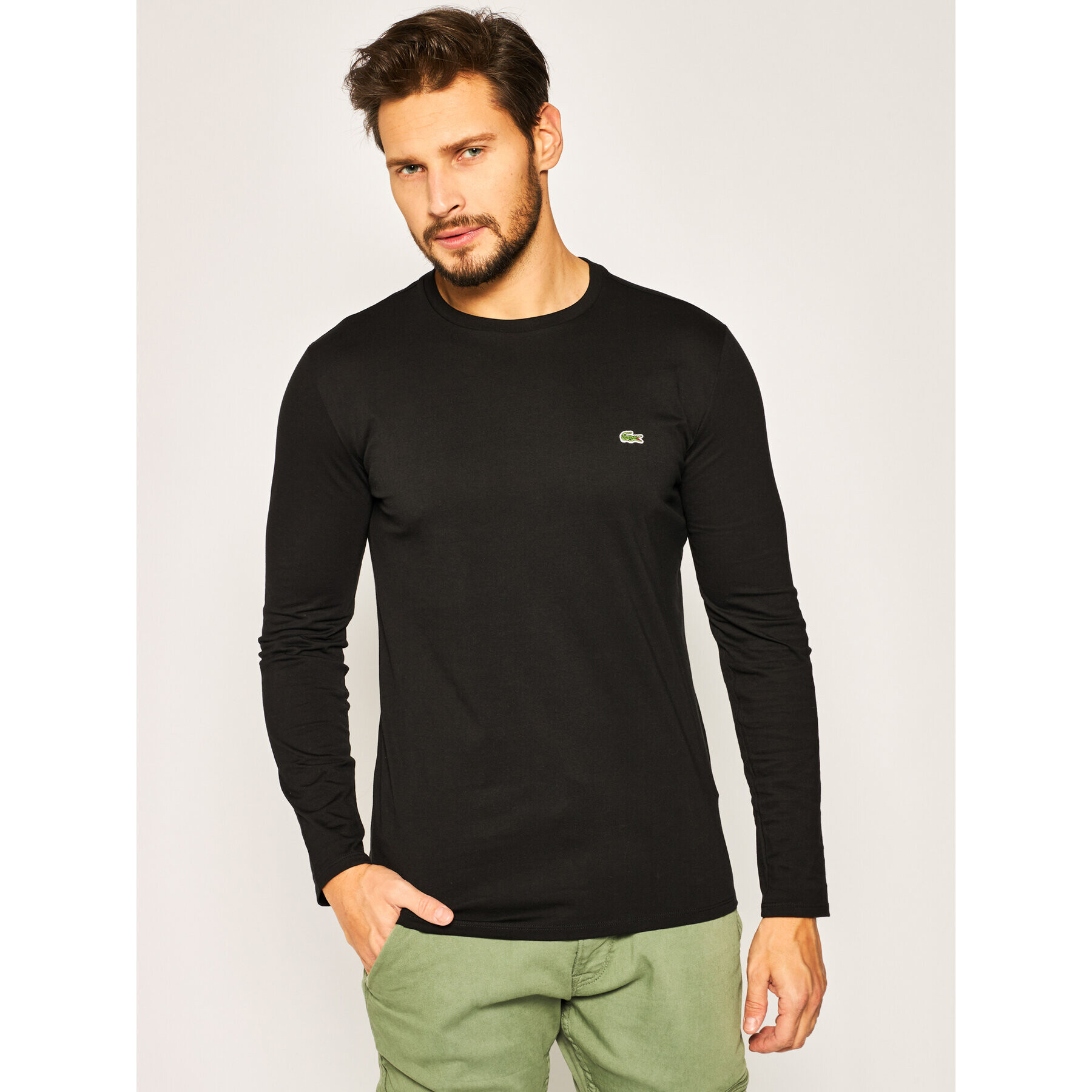 Lacoste Тениска с дълъг ръкав TH6712 Черен Regular Fit - Pepit.bg