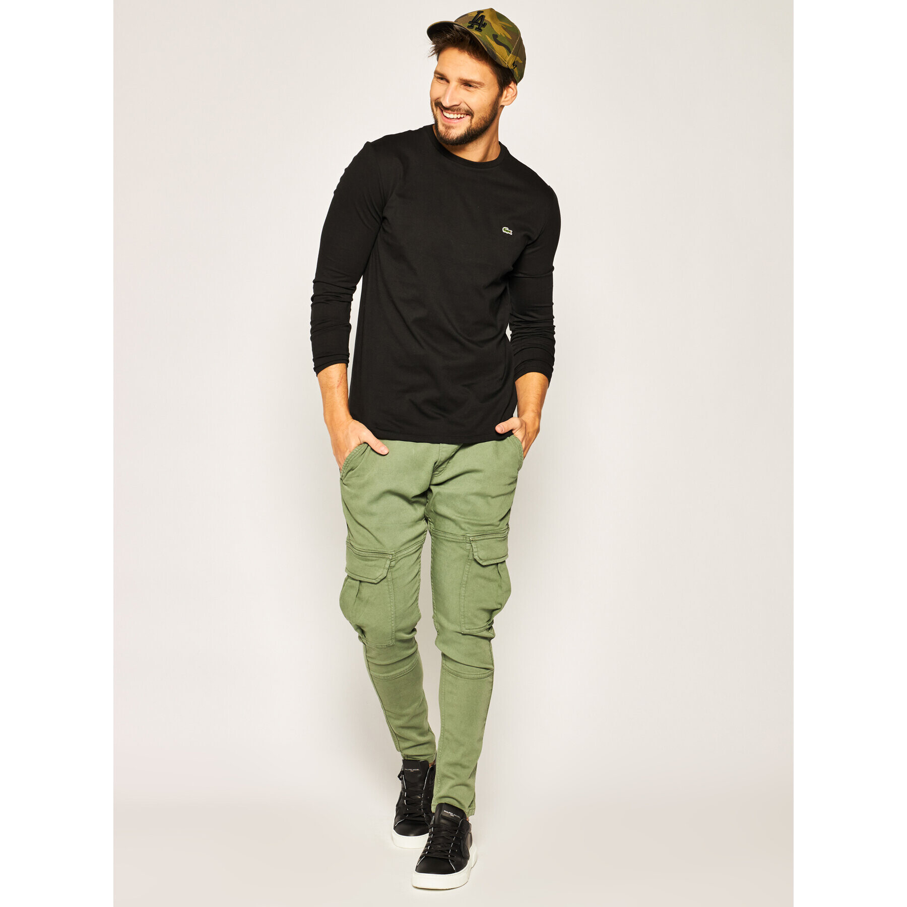 Lacoste Тениска с дълъг ръкав TH6712 Черен Regular Fit - Pepit.bg