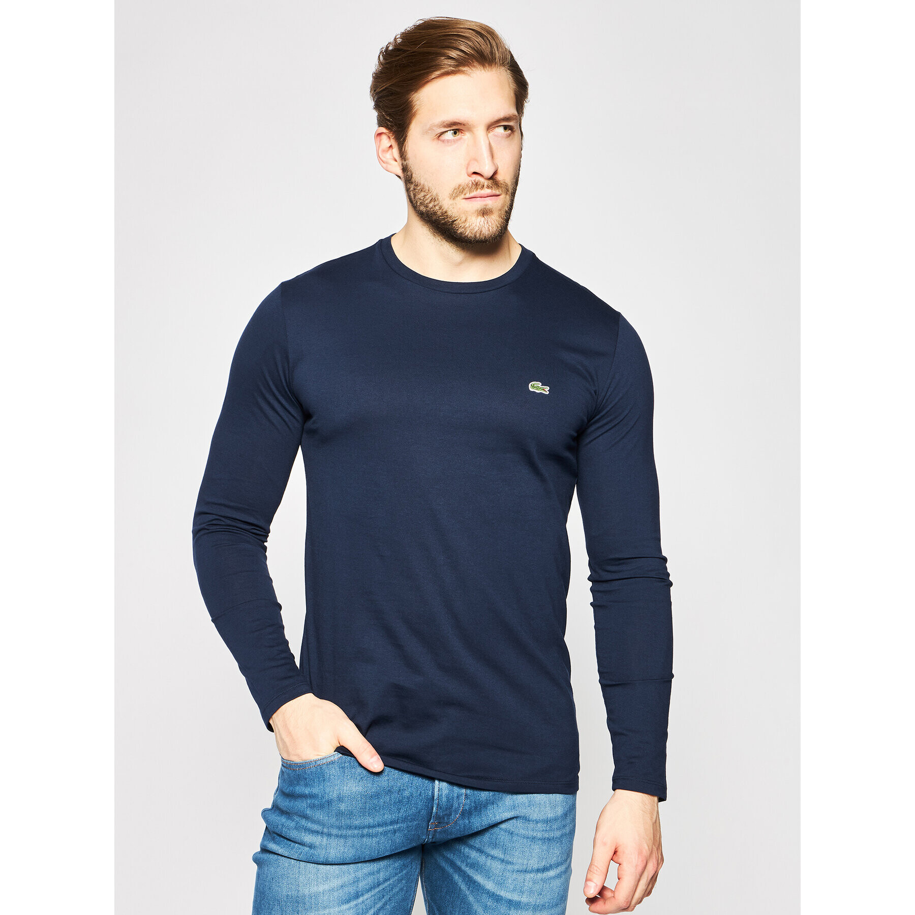 Lacoste Тениска с дълъг ръкав TH6712 Тъмносин Regular Fit - Pepit.bg