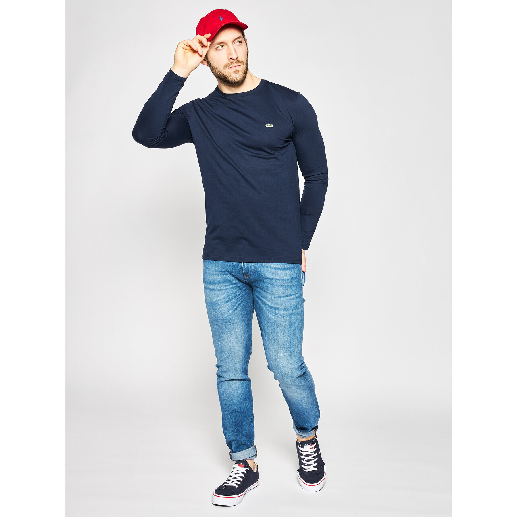Lacoste Тениска с дълъг ръкав TH6712 Тъмносин Regular Fit - Pepit.bg