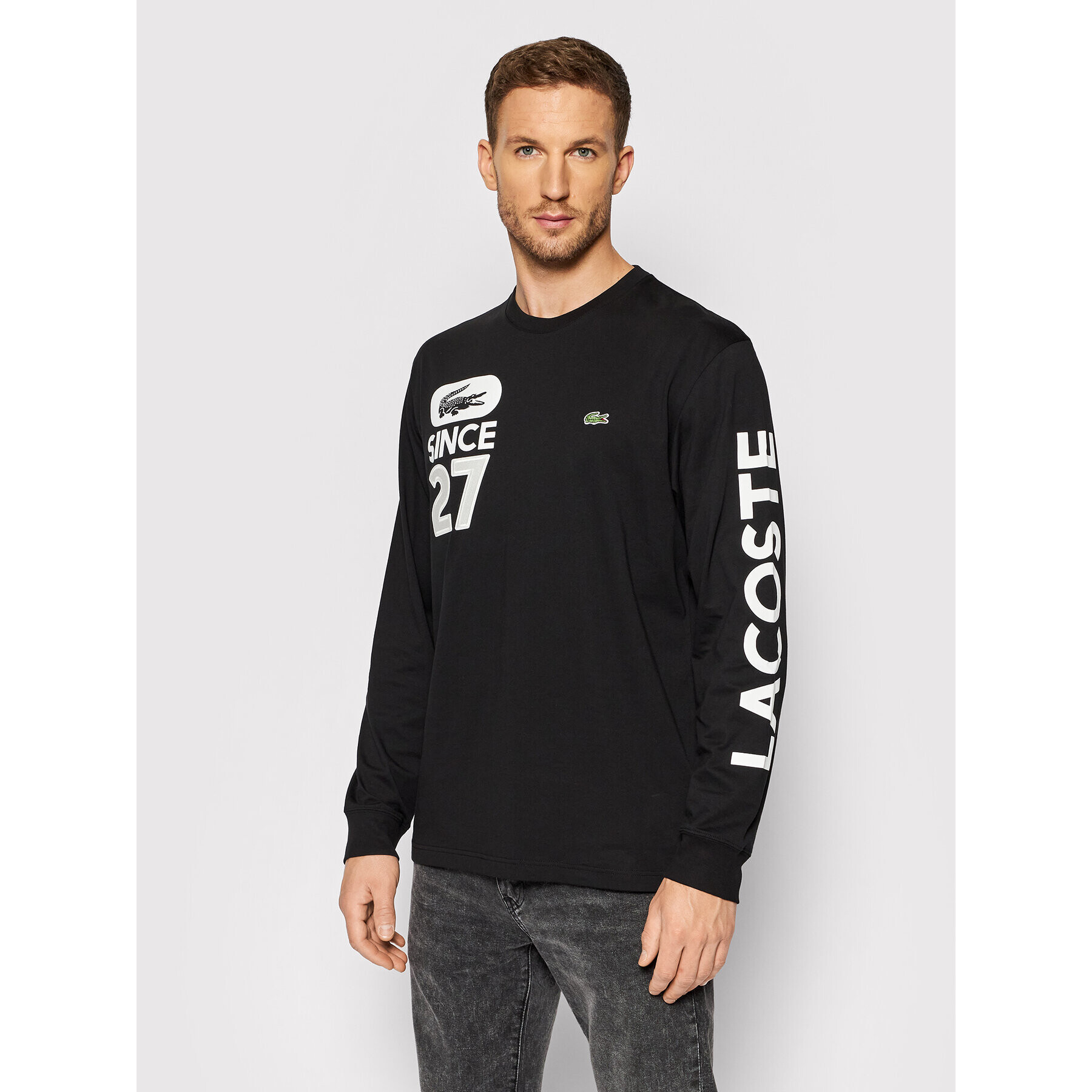 Lacoste Тениска с дълъг ръкав TH7045 Черен Relaxed Fit - Pepit.bg