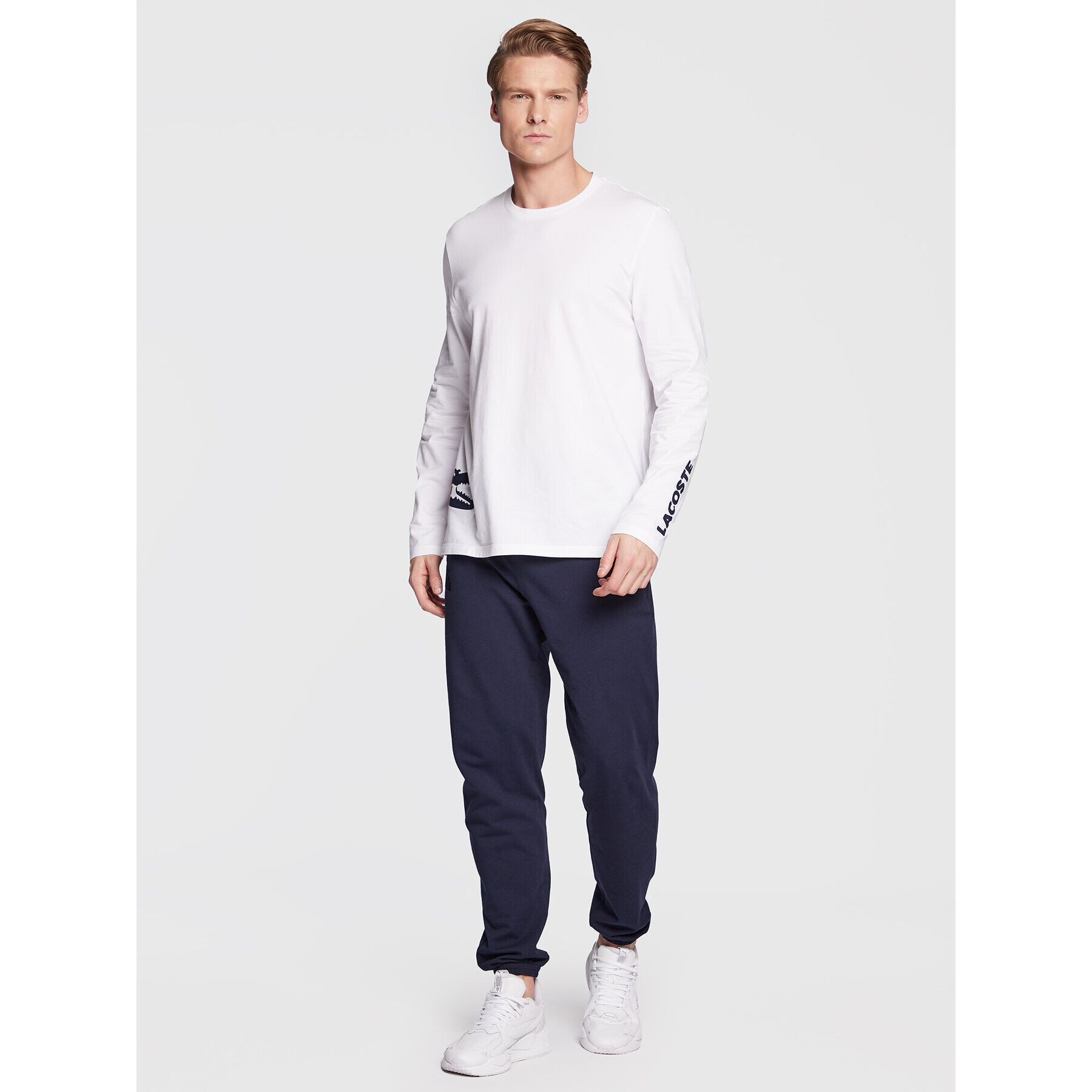 Lacoste Тениска с дълъг ръкав TH9961 Бял Regular Fit - Pepit.bg