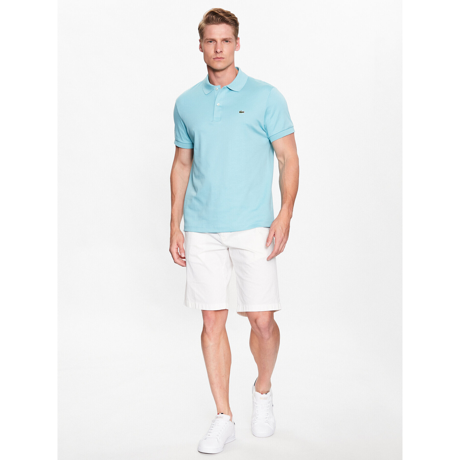 Lacoste Тениска с яка и копчета DH2050 Син Regular Fit - Pepit.bg