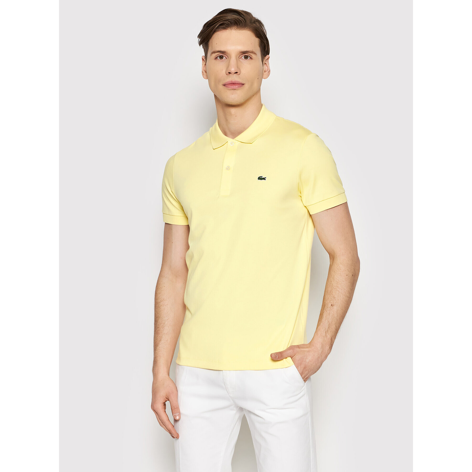 Lacoste Тениска с яка и копчета DH2050 Жълт Regular Fit - Pepit.bg