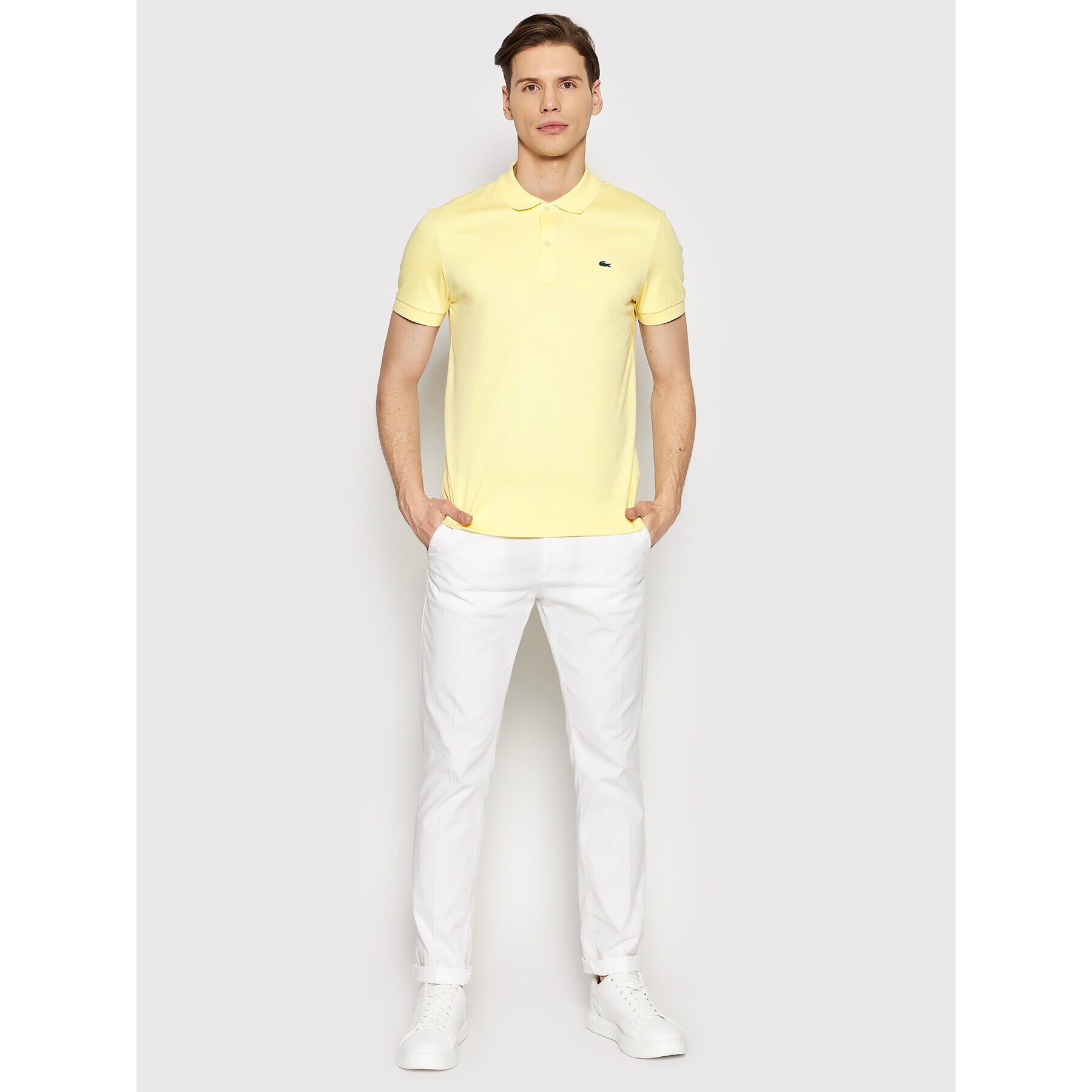 Lacoste Тениска с яка и копчета DH2050 Жълт Regular Fit - Pepit.bg