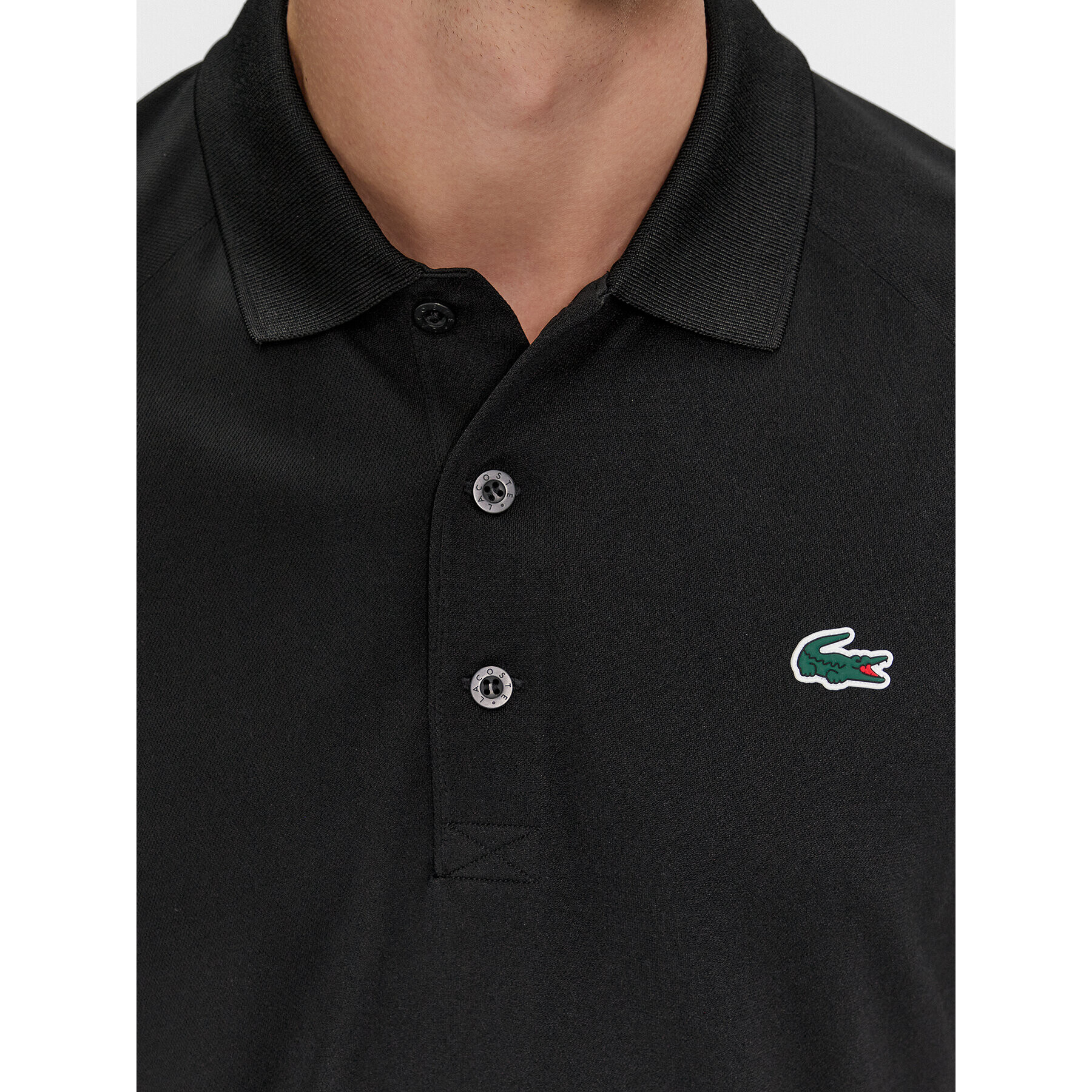 Lacoste Тениска с яка и копчета DH3201 Черен Regular Fit - Pepit.bg