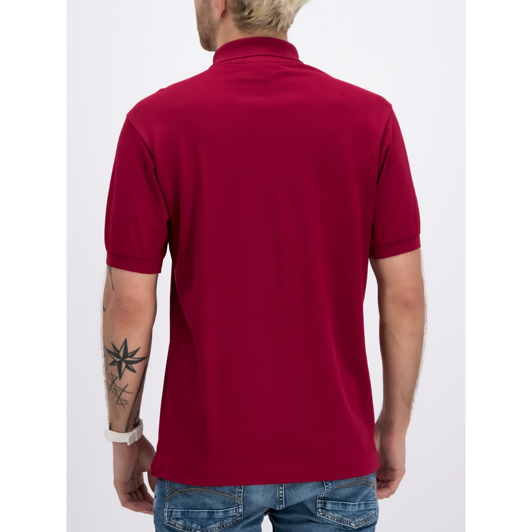 Lacoste Тениска с яка и копчета L1212 Бордо Classic Fit - Pepit.bg