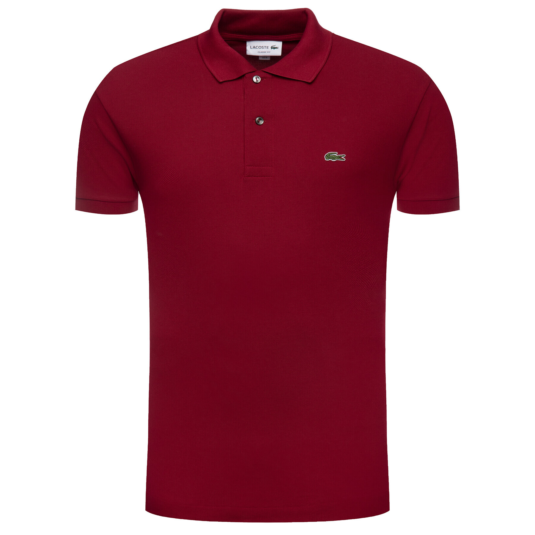 Lacoste Тениска с яка и копчета L1212 Бордо Classic Fit - Pepit.bg